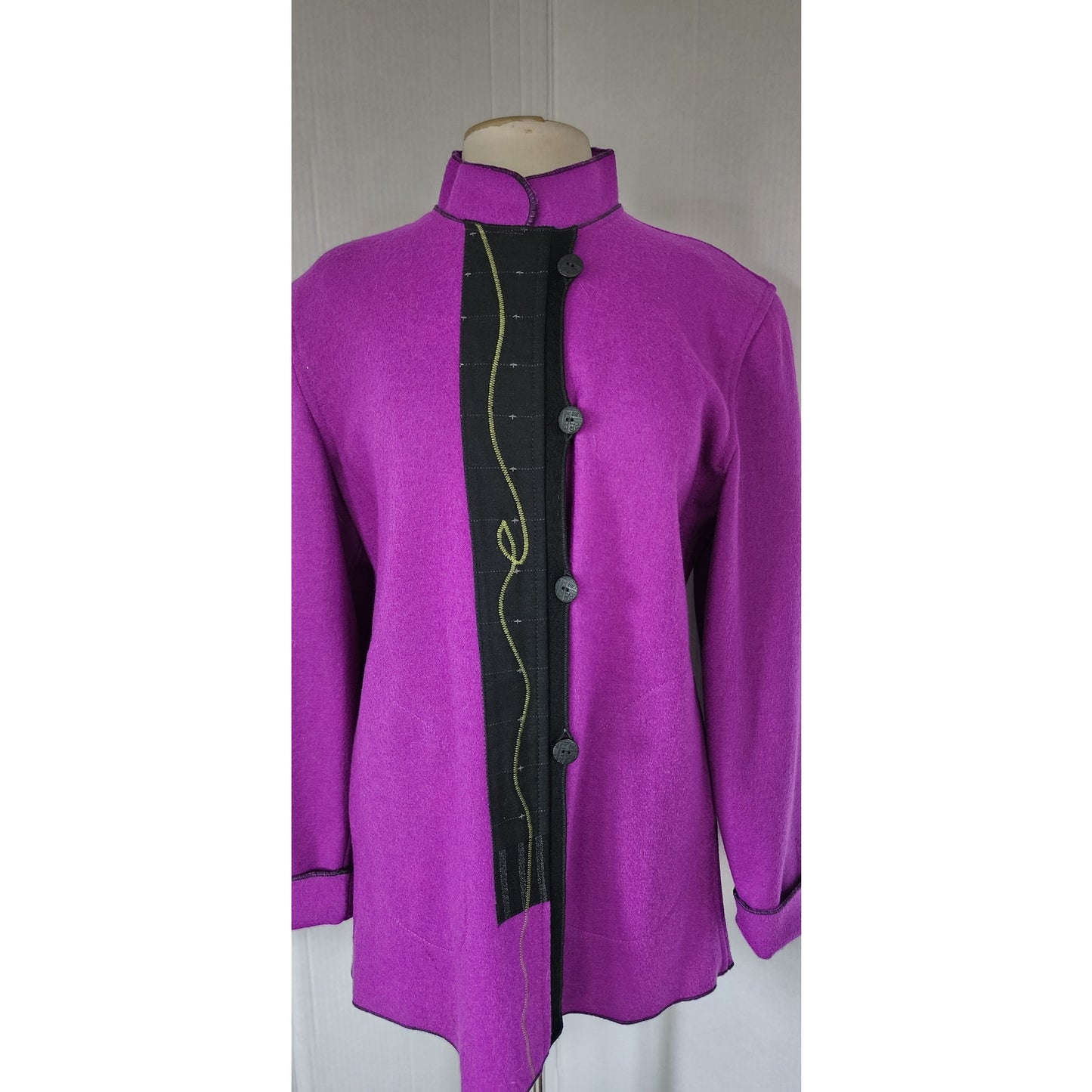 Vintage 80s Gloriah Walsh Jacket Purple Wool Wearable Art