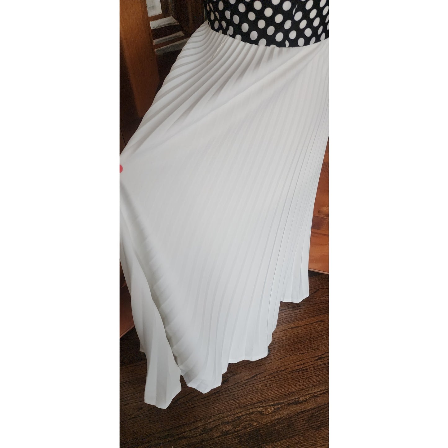 Vintage 70s Polka Dot Maxi Dress Black White Sleeveless + Pussycat Bow