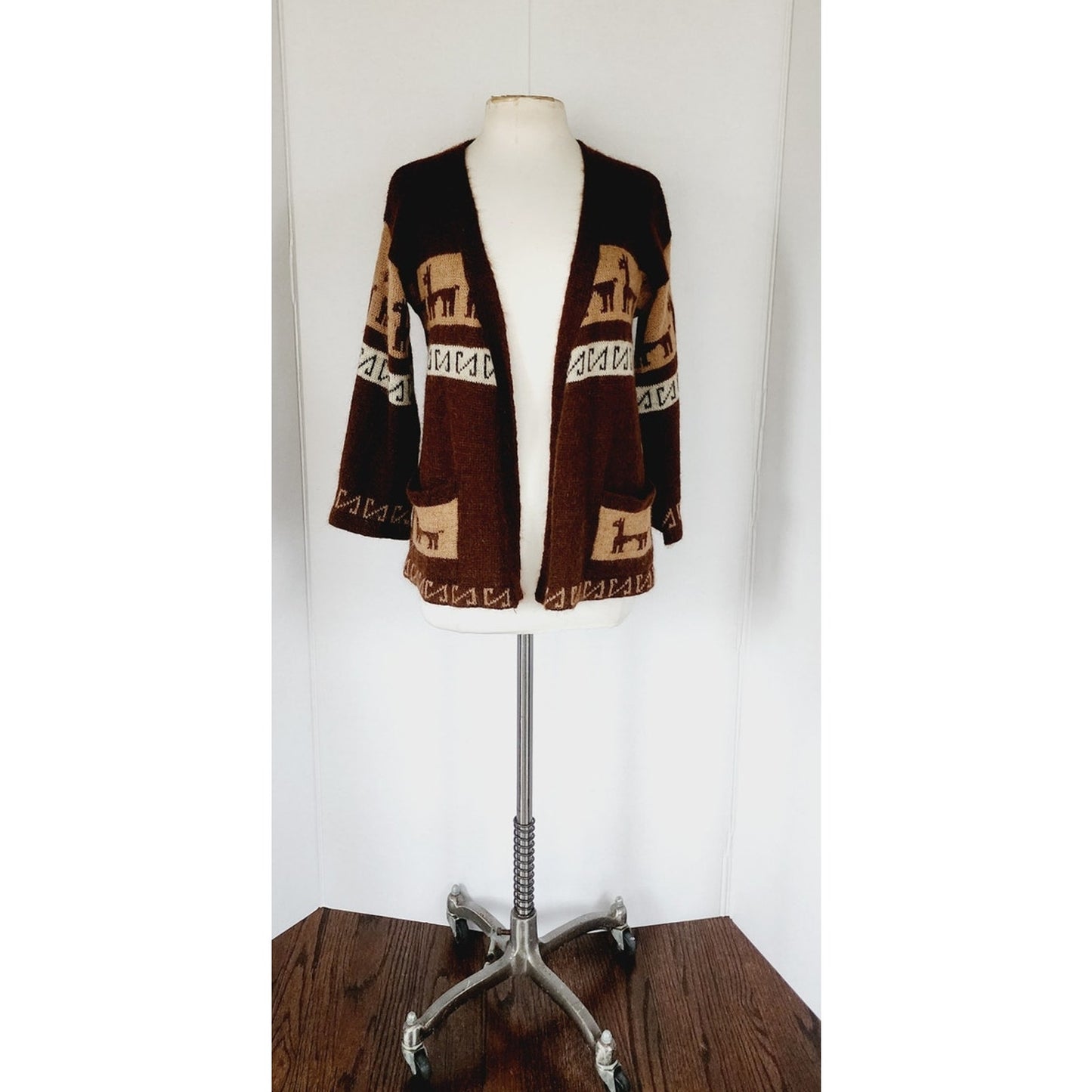 Vintage 60s Mohair Cardigan Sweater Alpaca South American Pattern by Hewlett