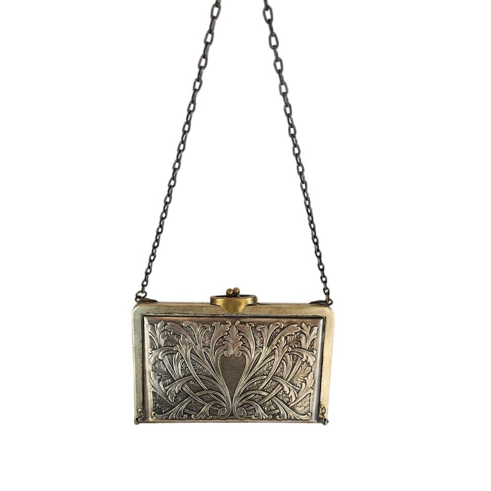 Victorian Coin Purse Engraved Minaudiere Card Case German Silver