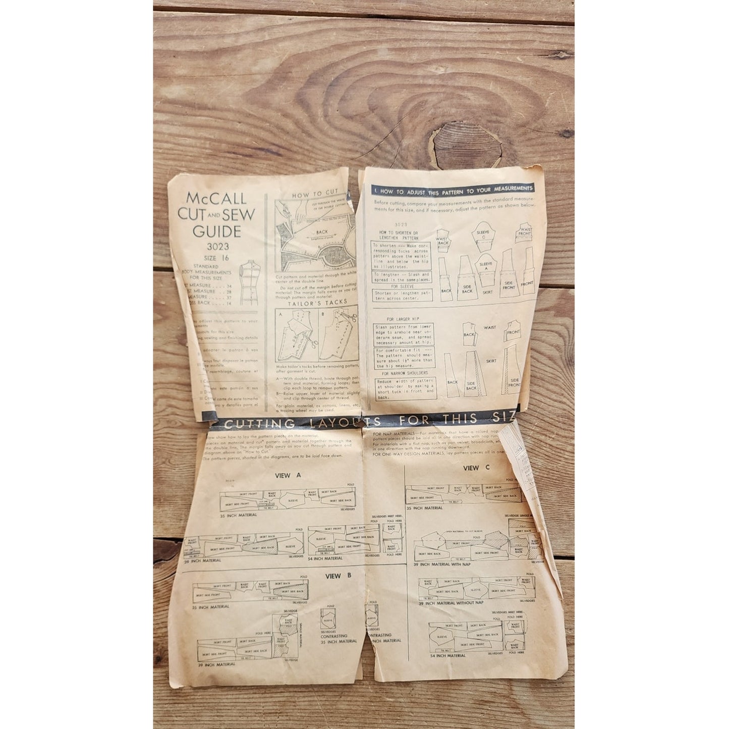 Vintage 30s Sewing Pattern Original: Dress McCall's 3023