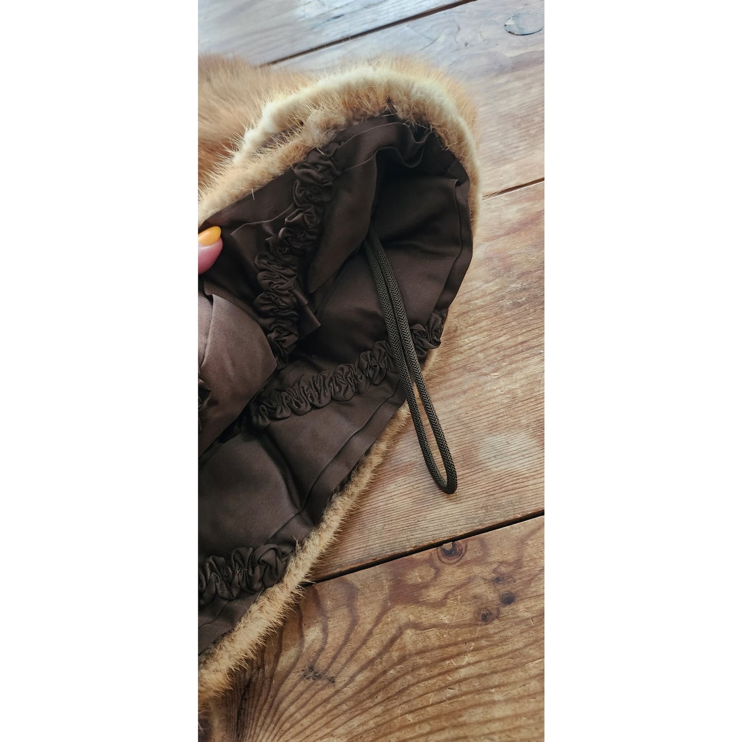 Vintage 40s Mink Fur Muff Bag Combination Brown Beige