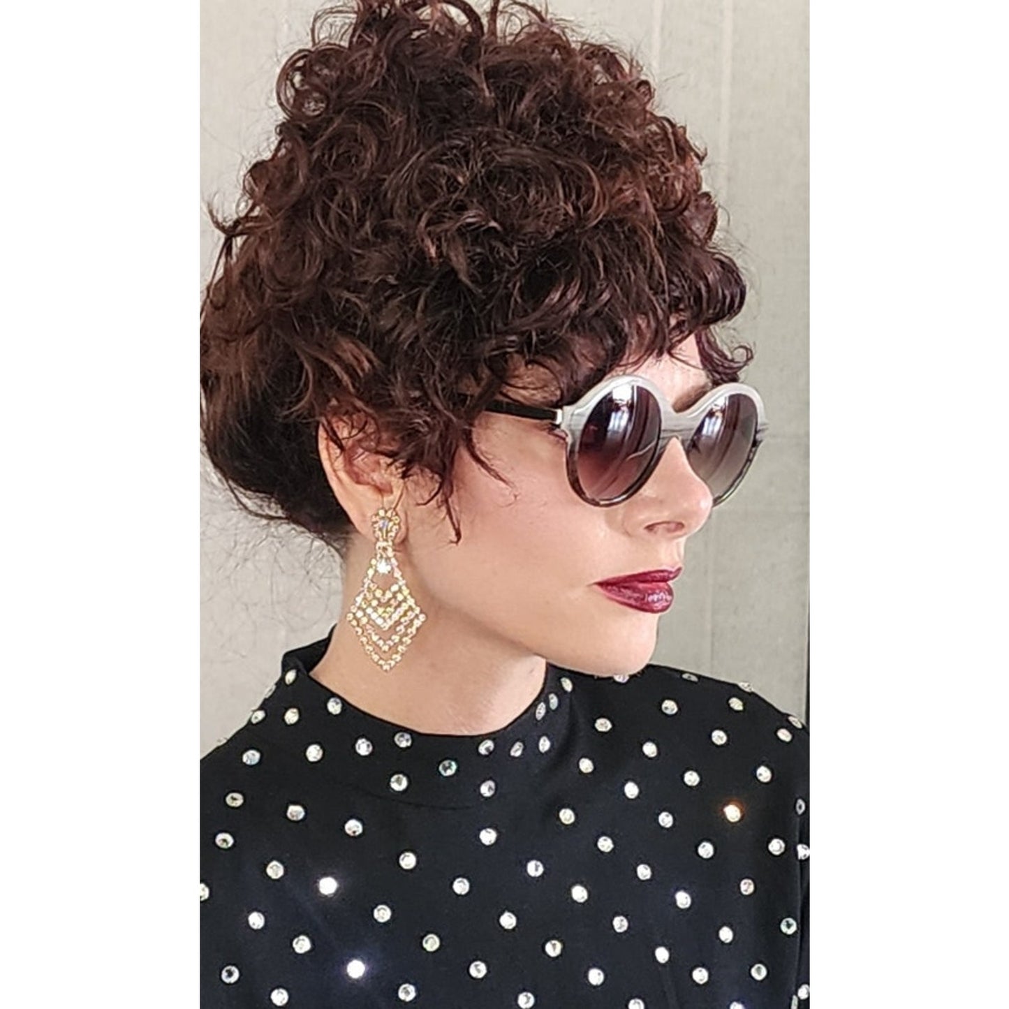 Vintage 60s Rhinestone Earrings Dangly Clips WEISS