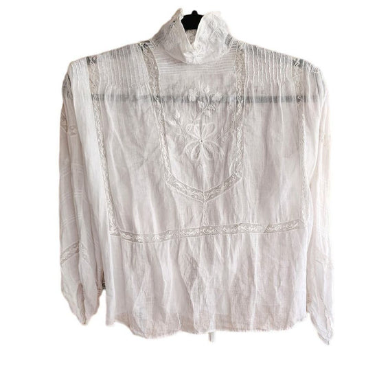Antique Edwardian White Blouse Lace Embroidery AS IS
