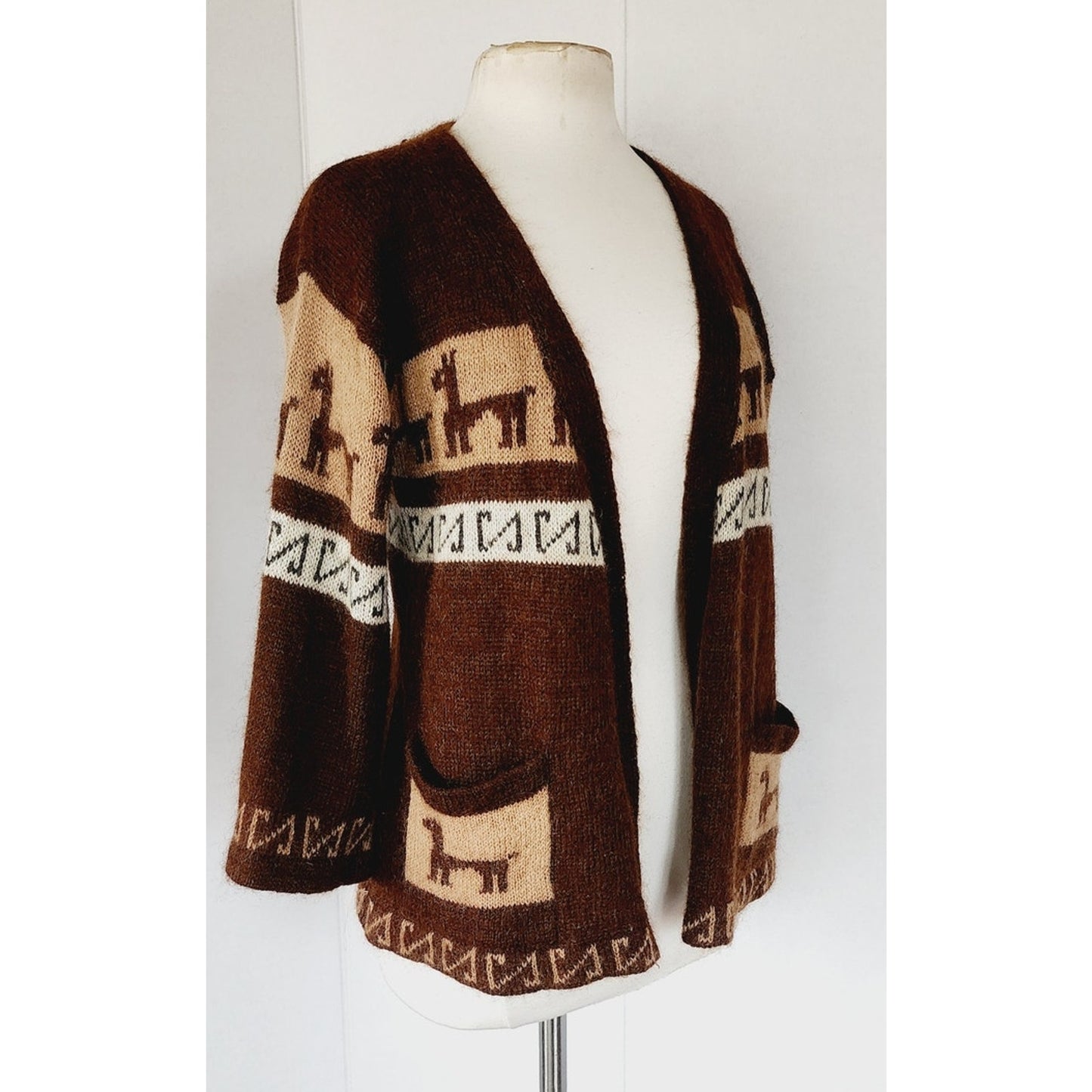 Vintage 60s Mohair Cardigan Sweater Alpaca South American Pattern by Hewlett