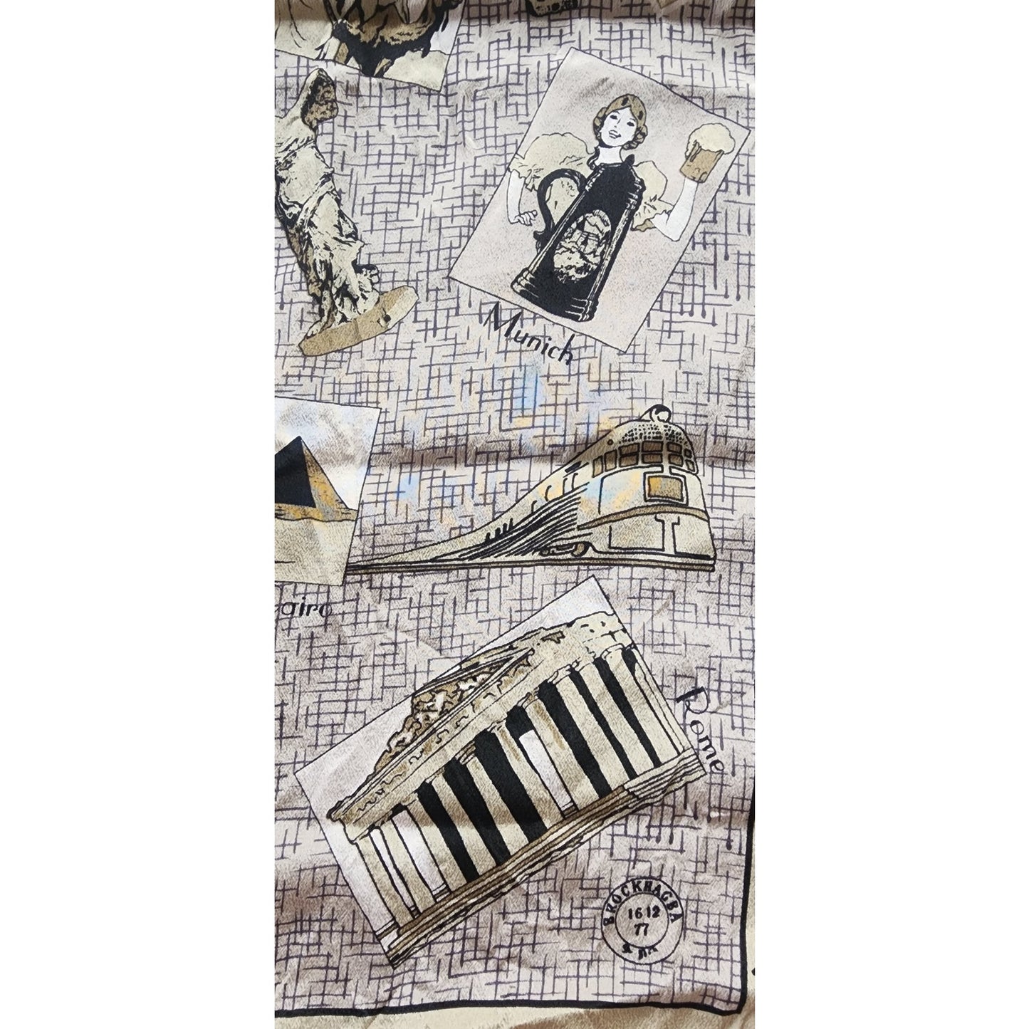 Vintage Souvenir Scarf Capital Cities Architecture Favolosa Silkprint