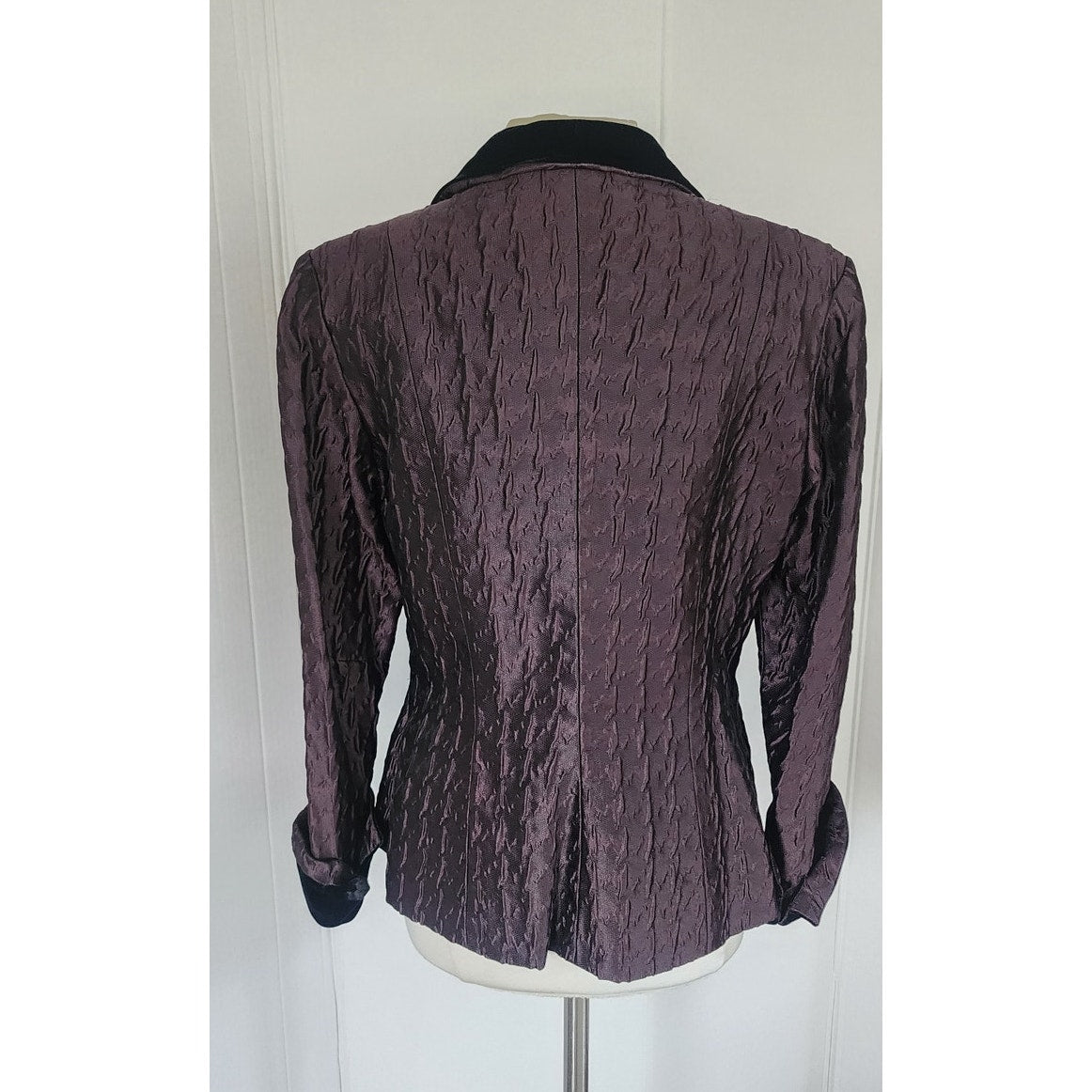 Vintage 90s Roland Nivelais Blazer Purple Eggplant Crinkled Silk Jacket / M