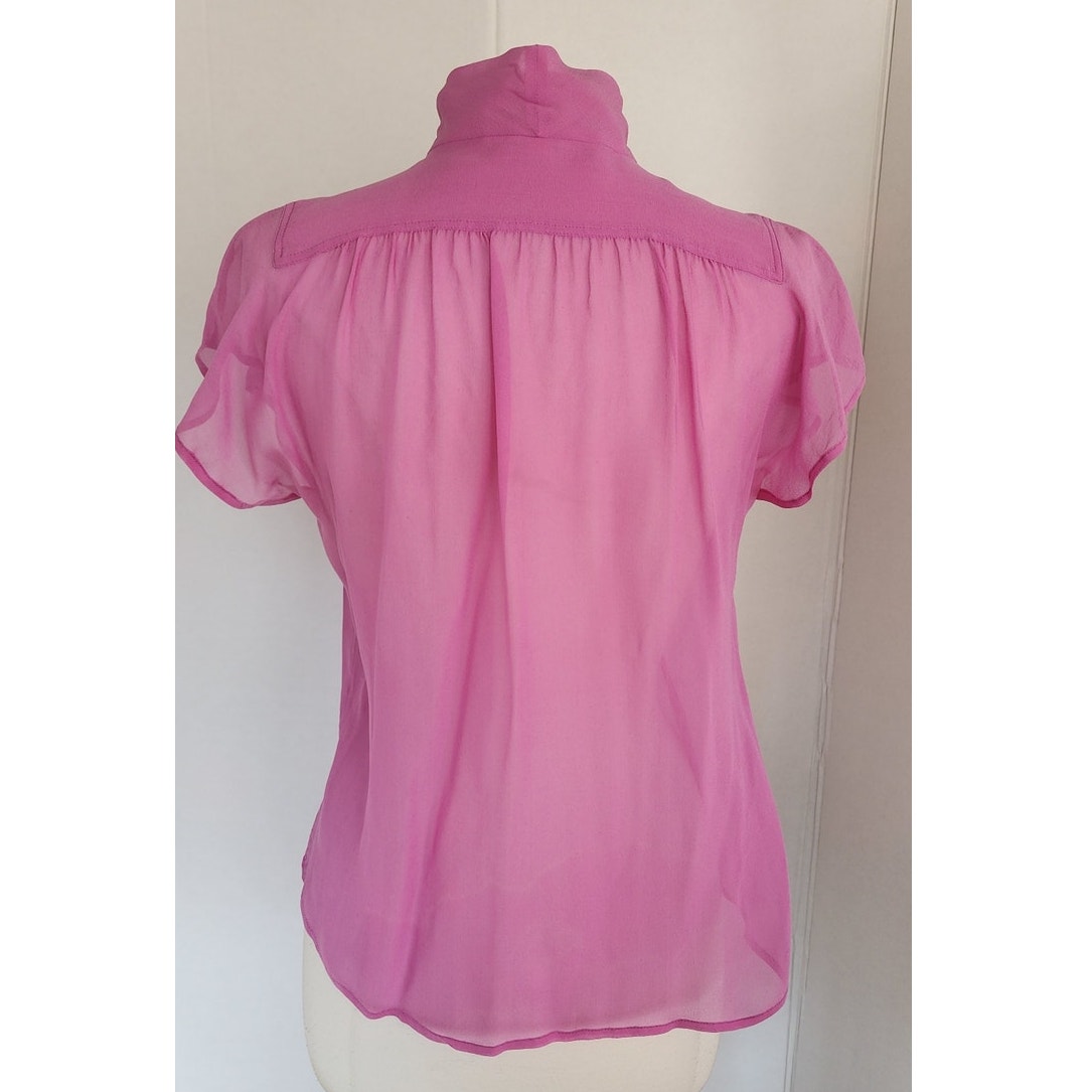 Vintage 2000s Marc Jacobs Blouse Sheer Purple Pink Silk Pussycat Bow