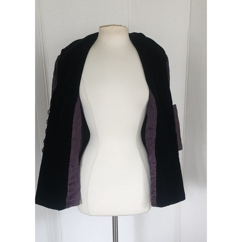 Vintage 90s Roland Nivelais Blazer Purple Eggplant Crinkled Silk Jacket / M