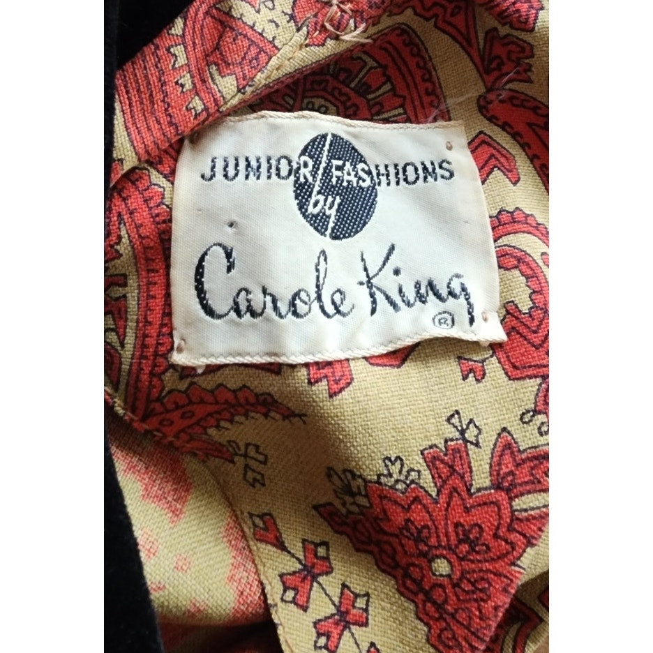 Vintage 50s Orange Paisley Print Midi Dress Carole King Junior Fashions / XS