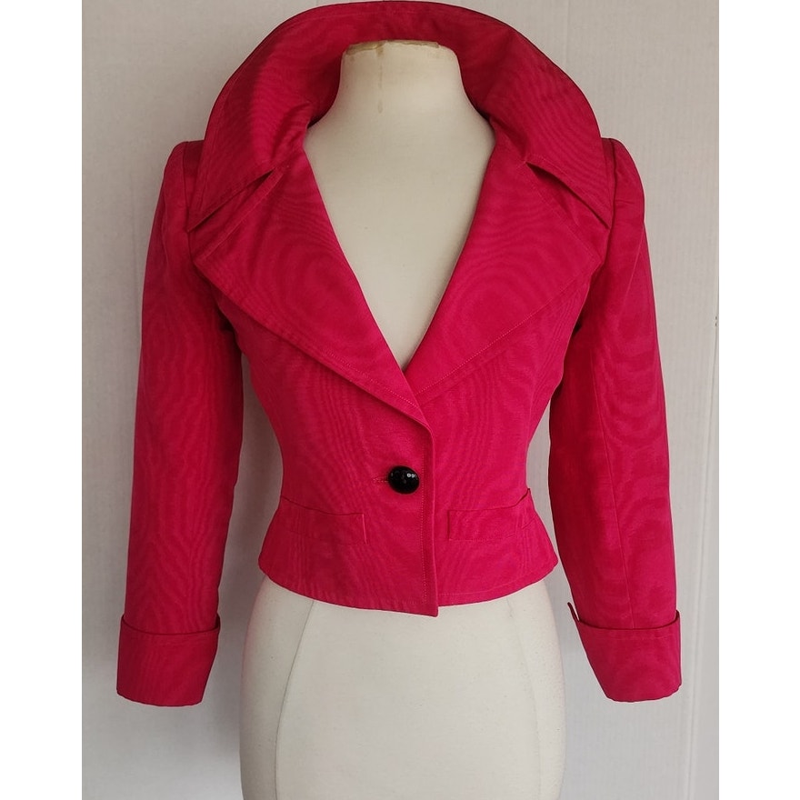 Vintage 90s YSL Saint Laurent Blazer Fuschia Silk Rive Gauche