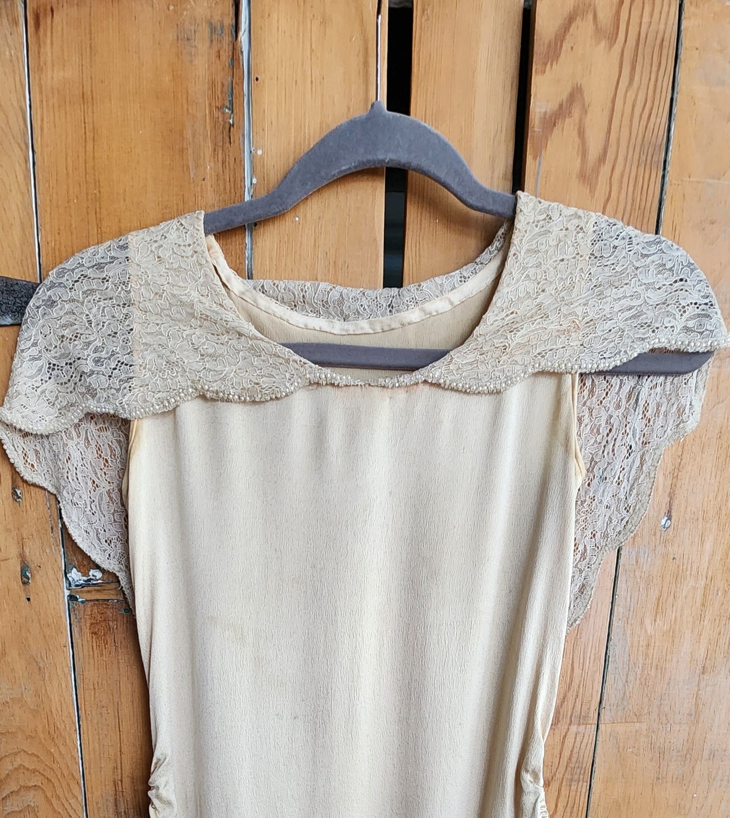 20s Cream Satin & Lace Dress AS IS  Junior Size / XS