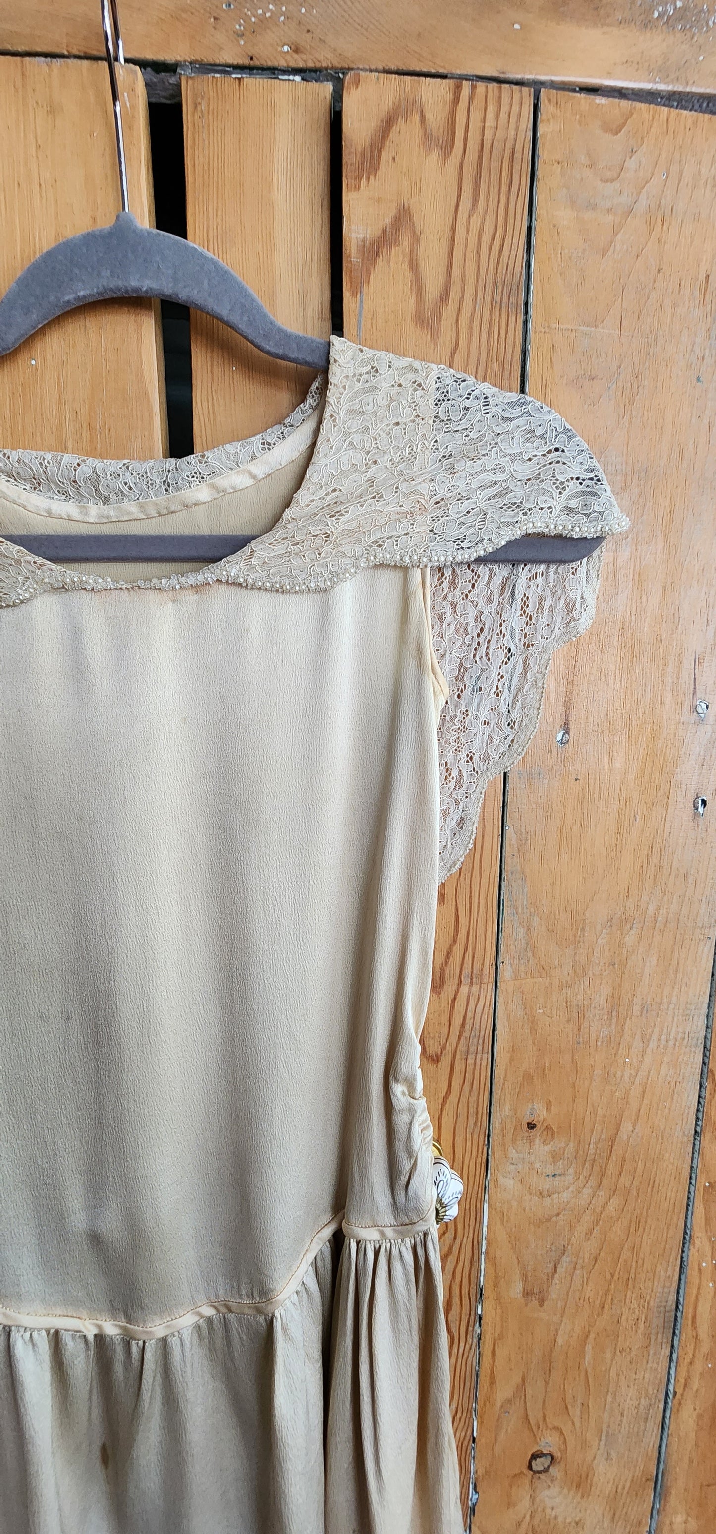 20s Cream Satin & Lace Dress AS IS  Junior Size / XS