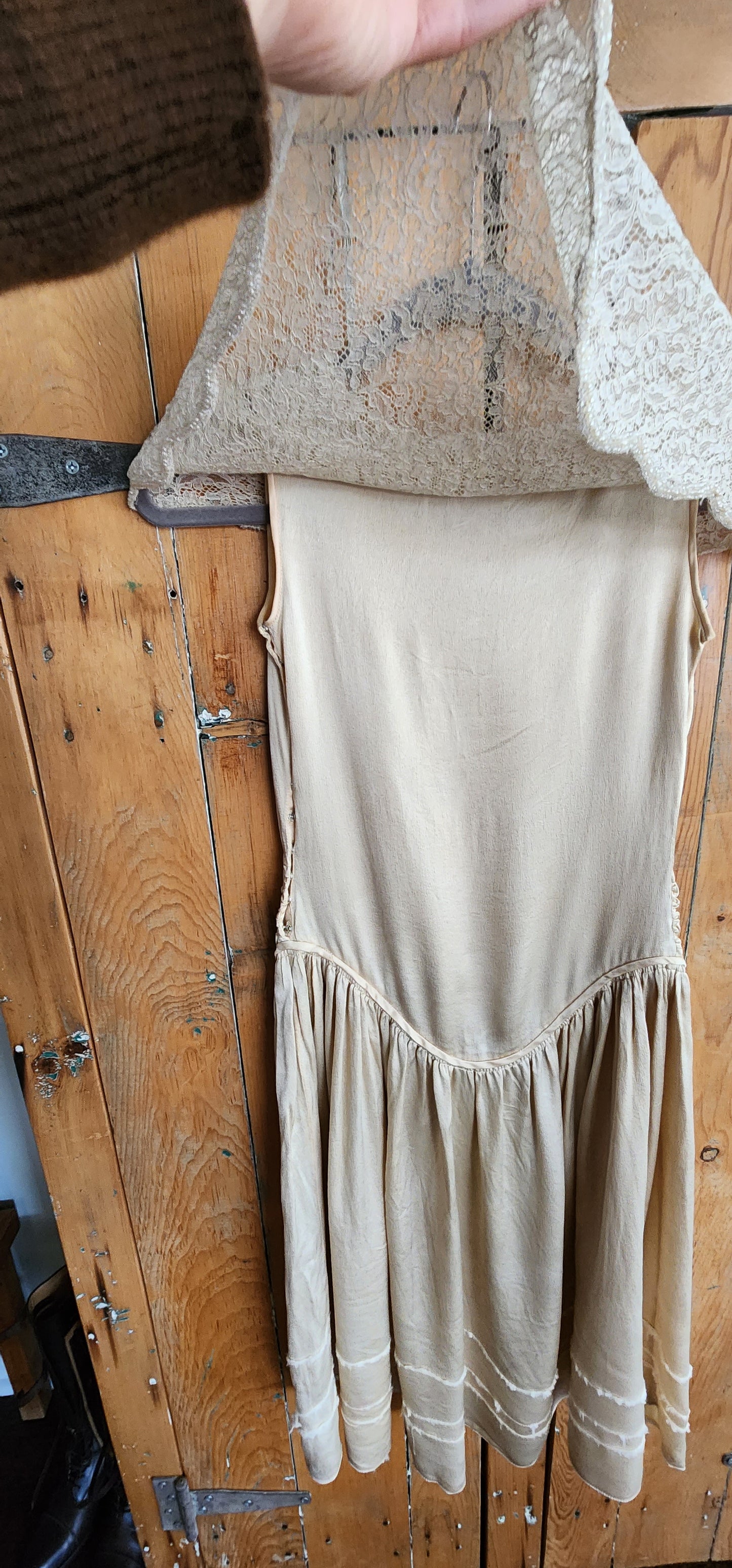 20s Cream Satin & Lace Dress AS IS  Junior Size / XS