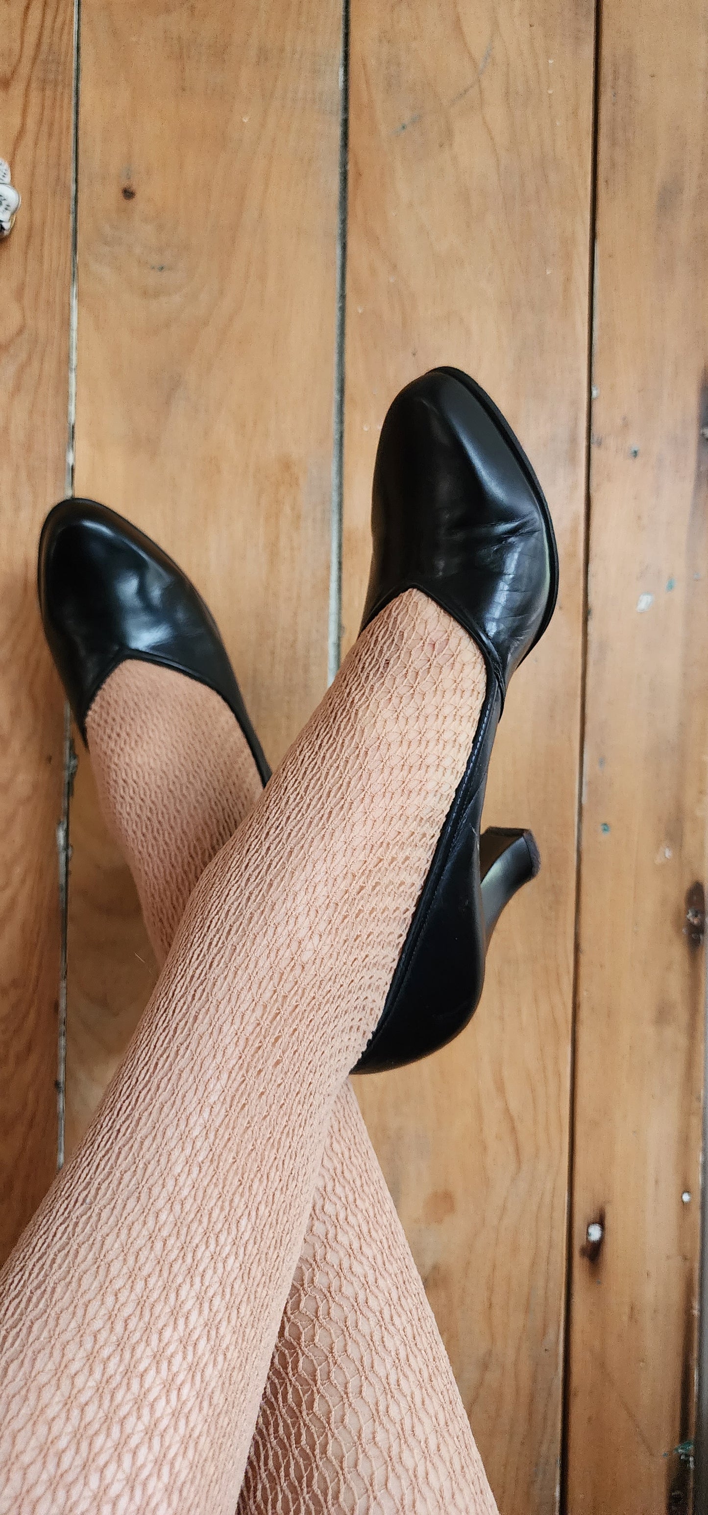 1930s Black High Heel Pumps Shiny Leather Classic by Naturalizer Size 6