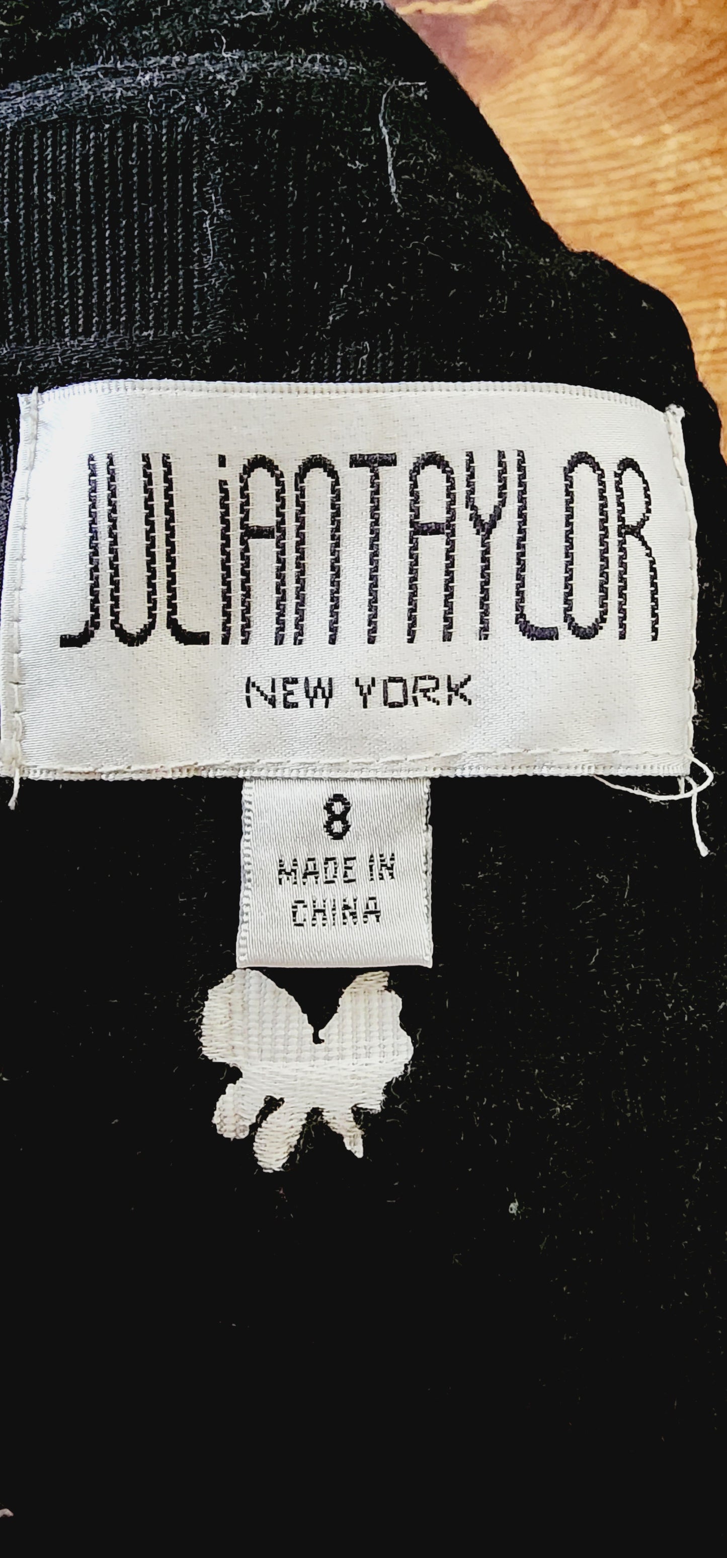 90s Does 50s Dress Black w/White Floral Print Julian Taylor