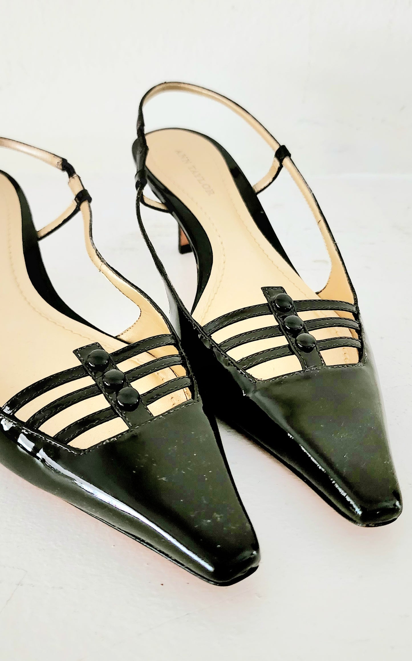 90s Ann Taylor Kitten Heel Slingbacks Dark Brown 6.5