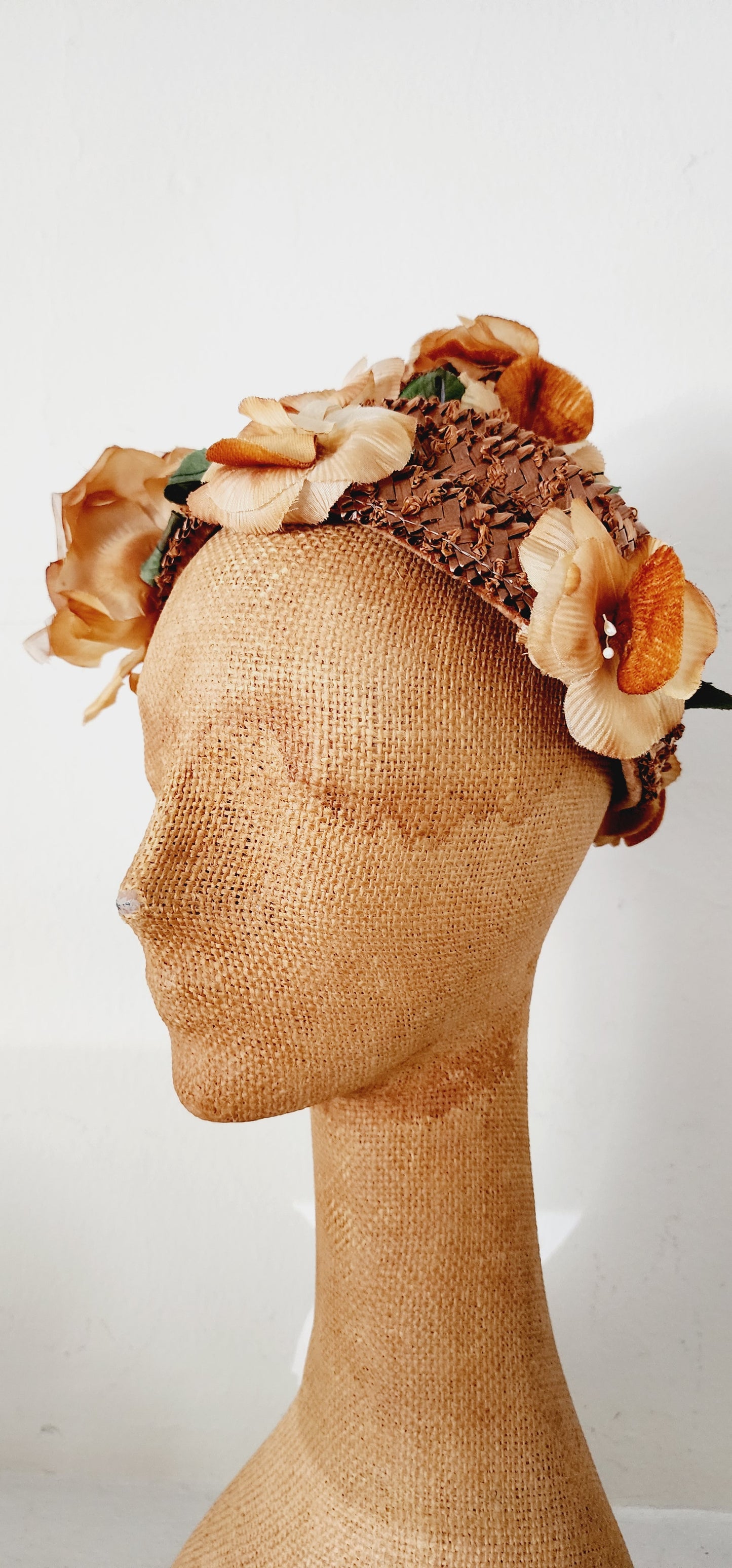 50s Cone Shaped Flower Hat in Peach Juli-Kay Chicago
