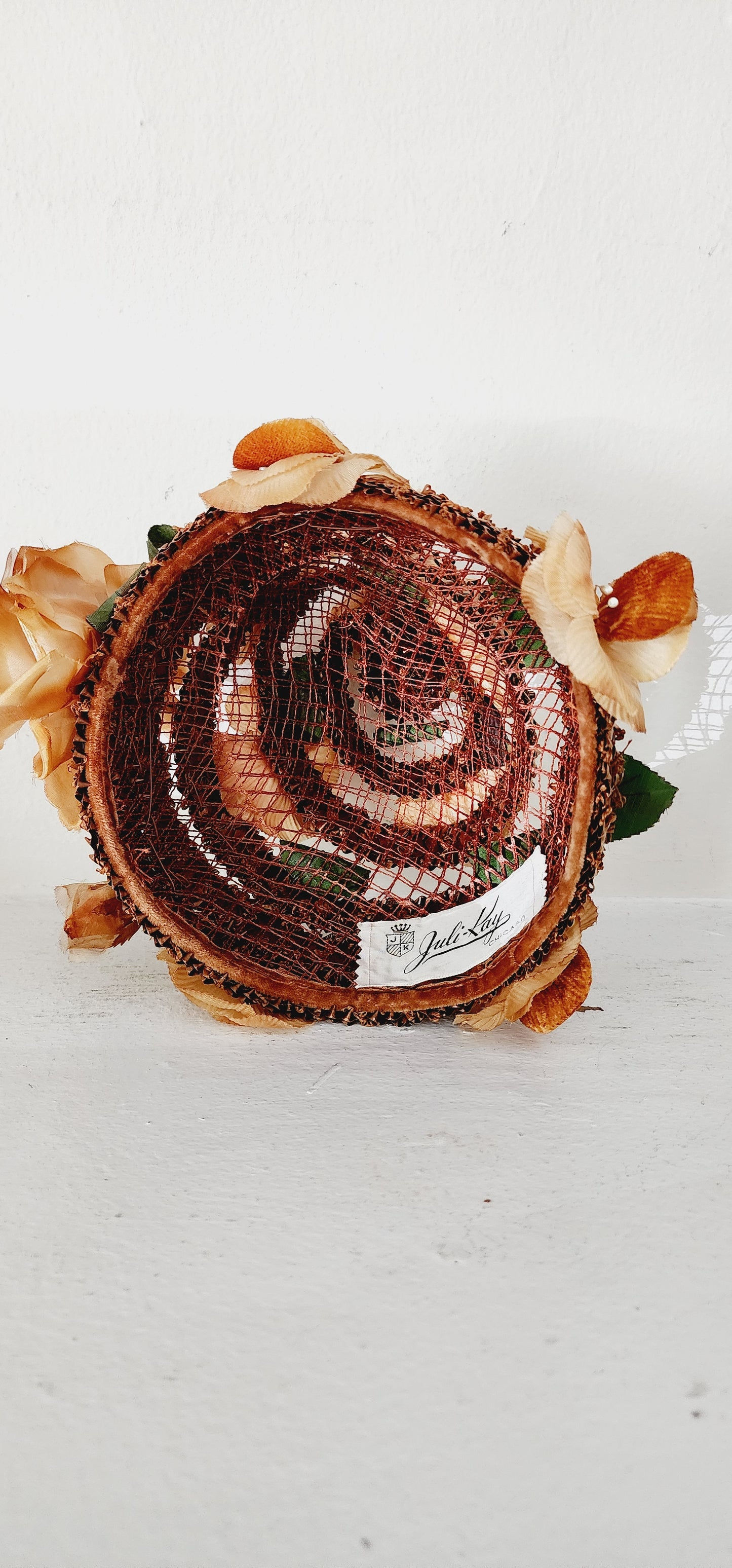 50s Cone Shaped Flower Hat in Peach Juli-Kay Chicago