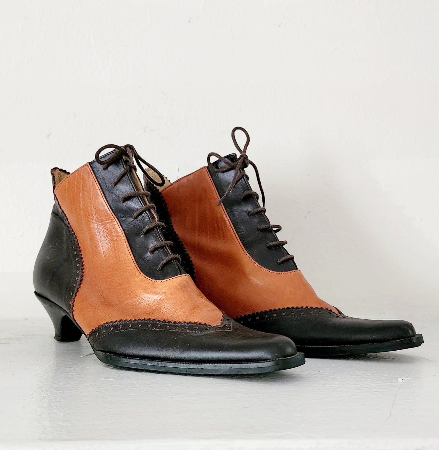 90s Ankle Boots Brown & Tan Giraudon 39