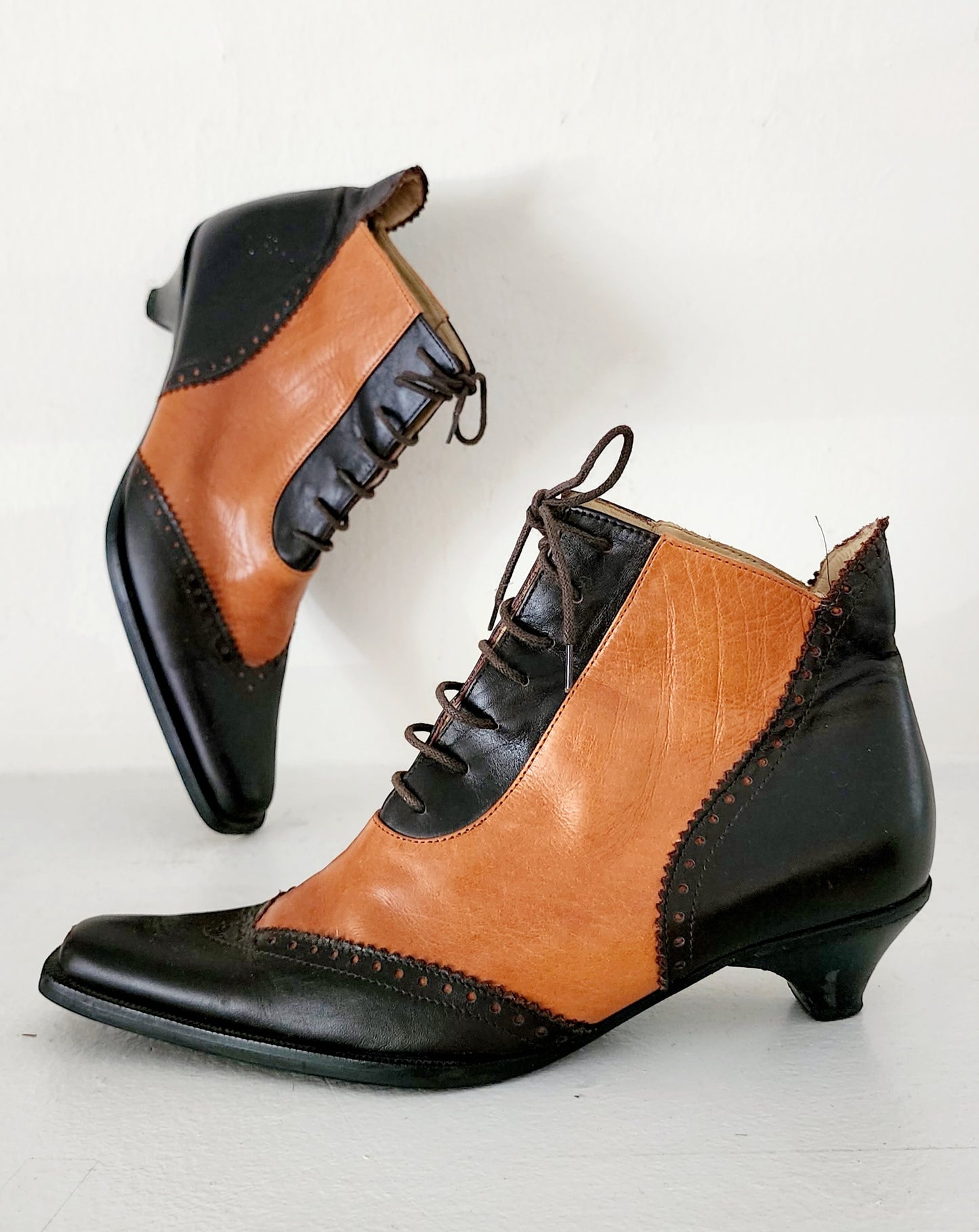 90s Ankle Boots Brown & Tan Giraudon 39