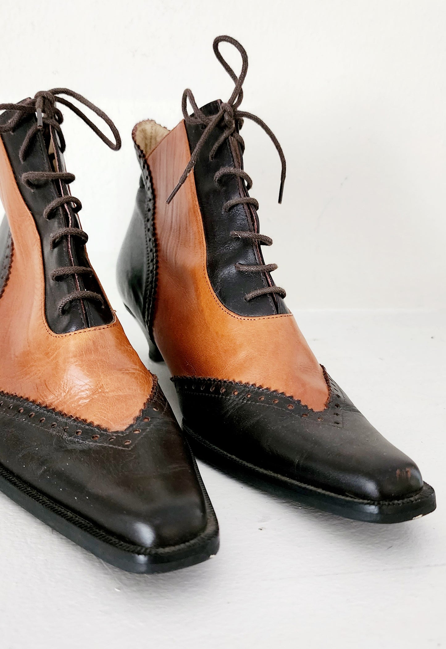 90s Ankle Boots Brown & Tan Giraudon 39