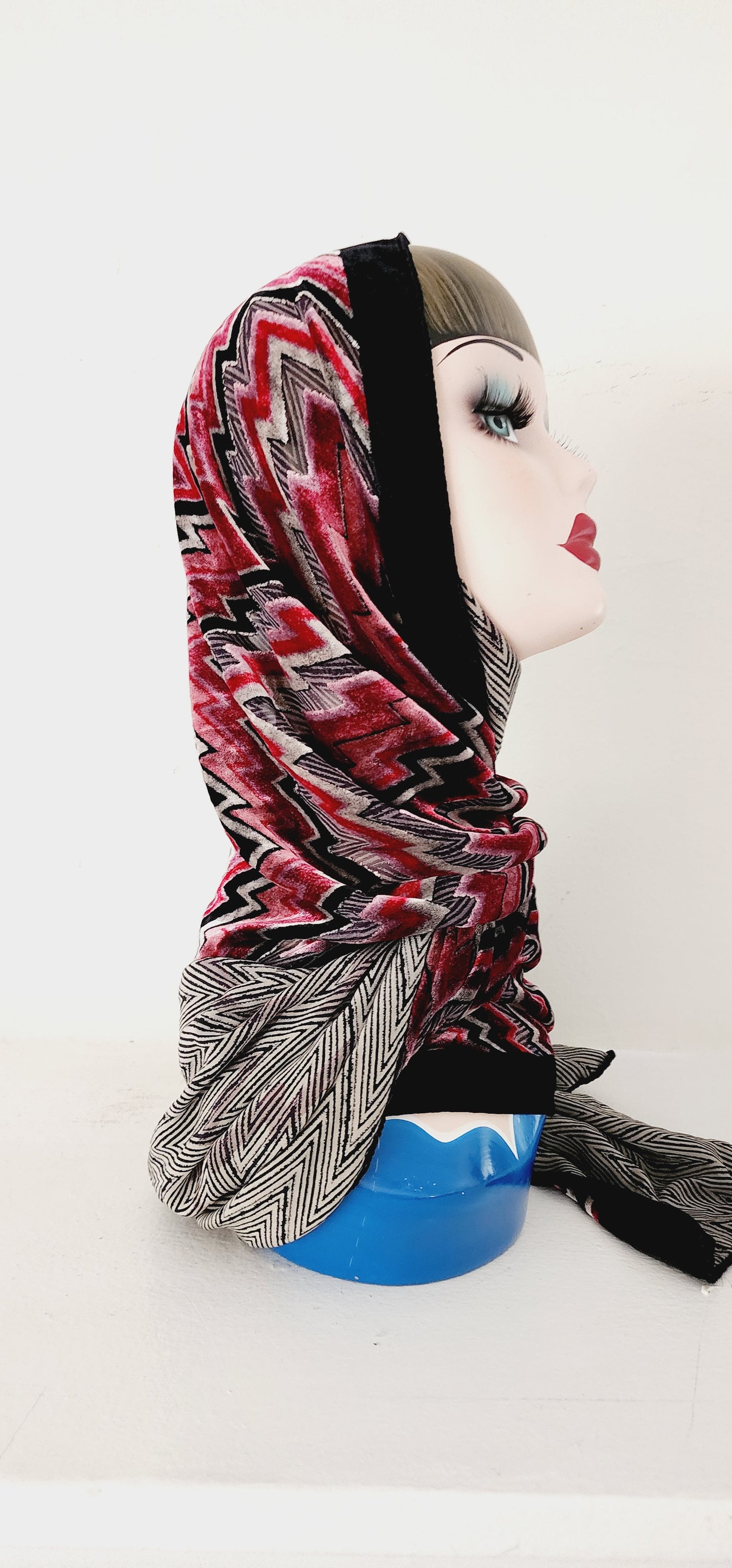 MISSONI Scarf Velvet Zig Zag Silk Viscose Italy