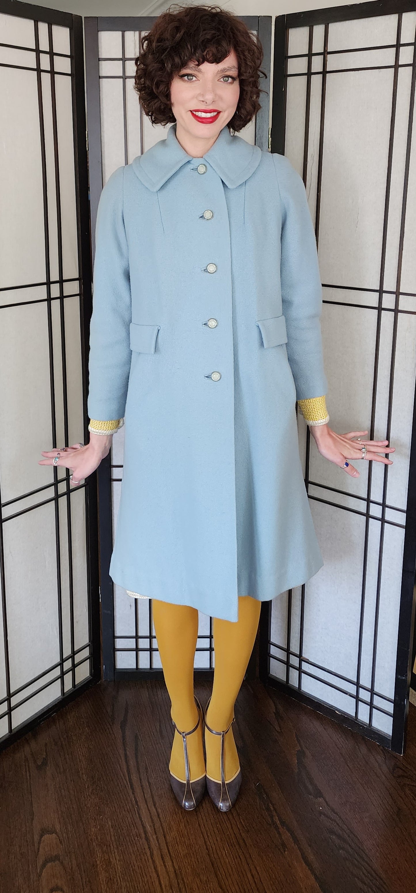 60s Baby Blue Wool Coat by Livingstons Young Town