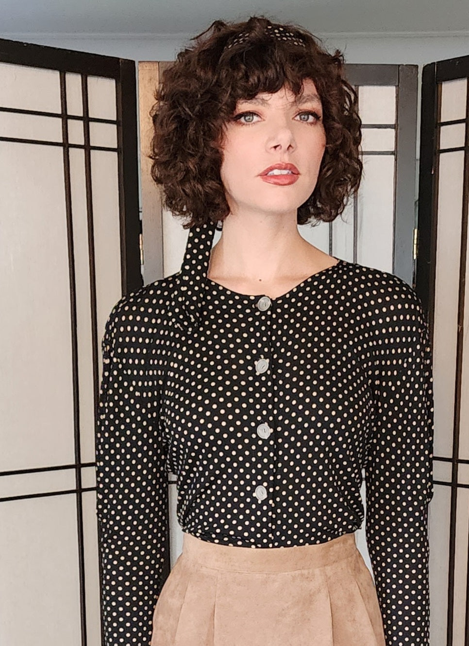 90s Silk Shirt in Polkadot by Jean Muir / M