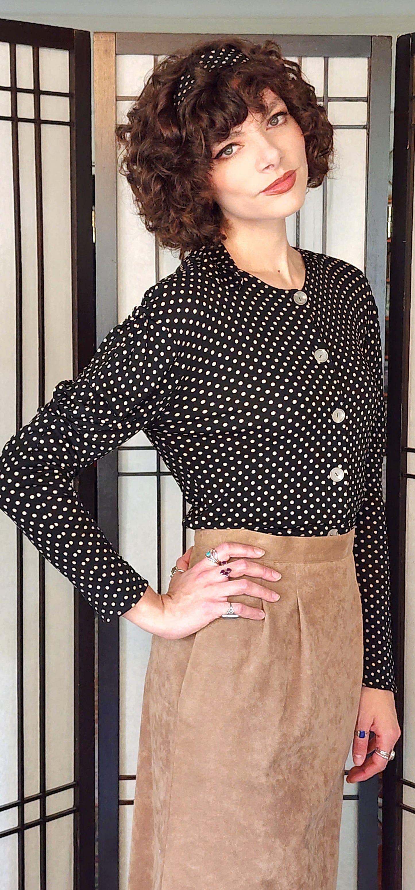 90s Silk Shirt in Polkadot by Jean Muir / M