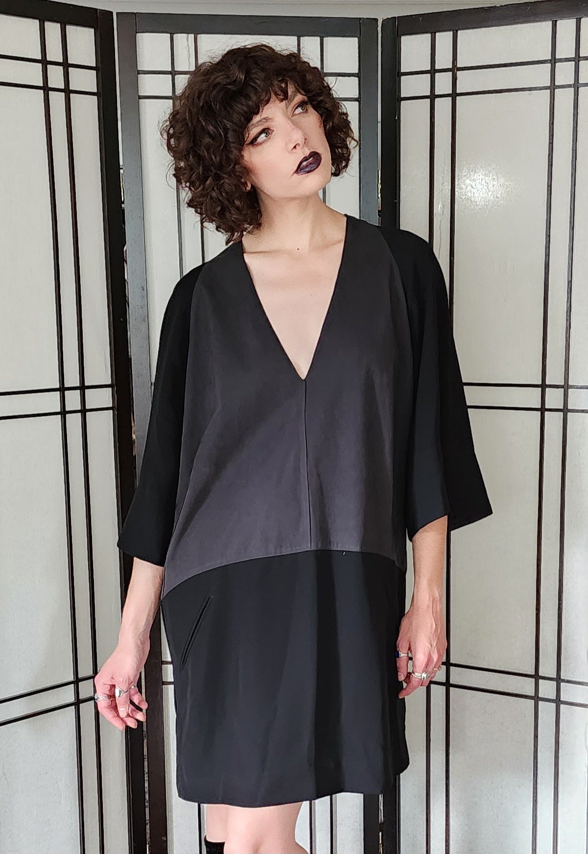 Derek Lam Dress Black & Gray Faux Suede / NWT / M