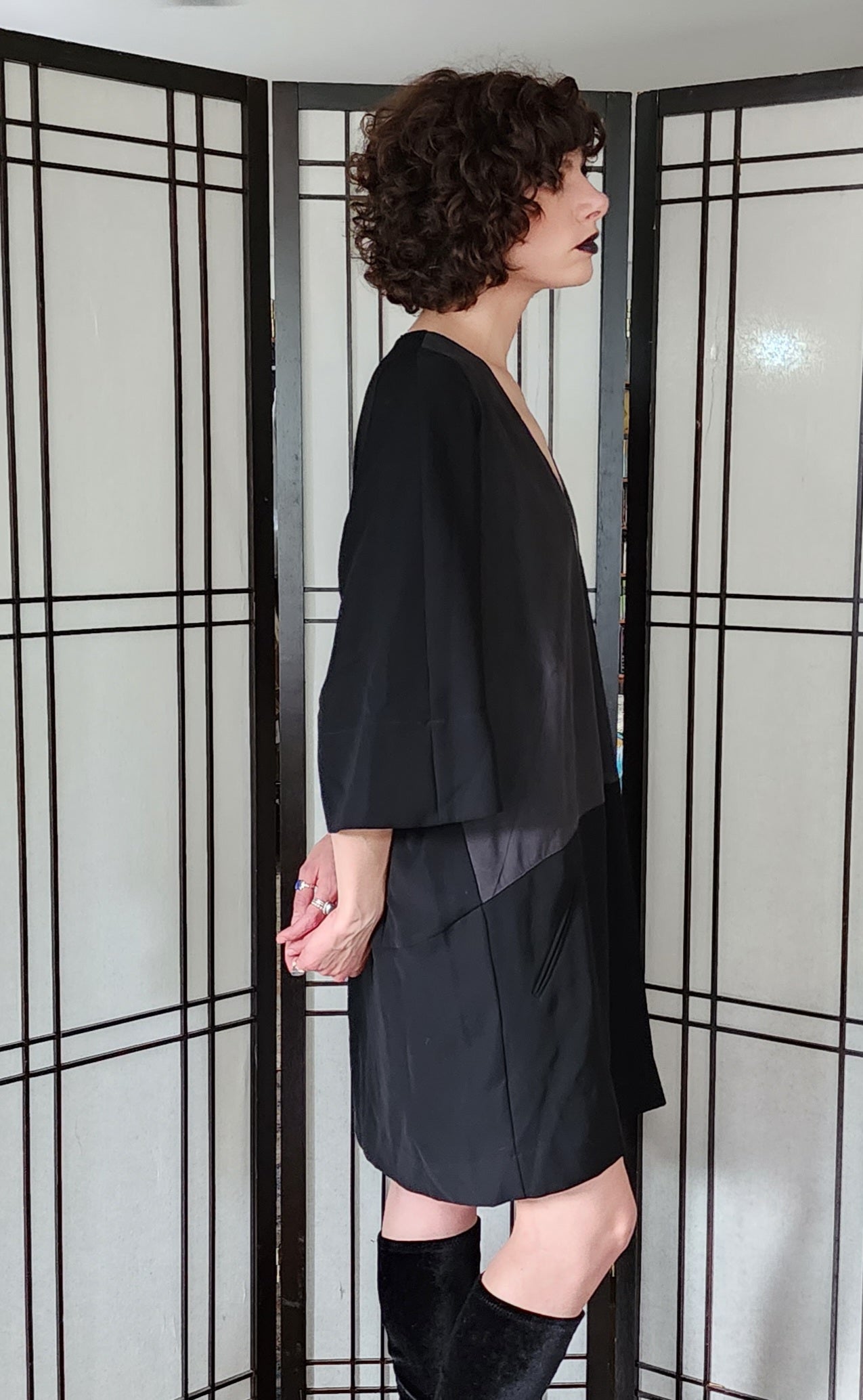 Derek Lam Dress Black & Gray Faux Suede / NWT / M