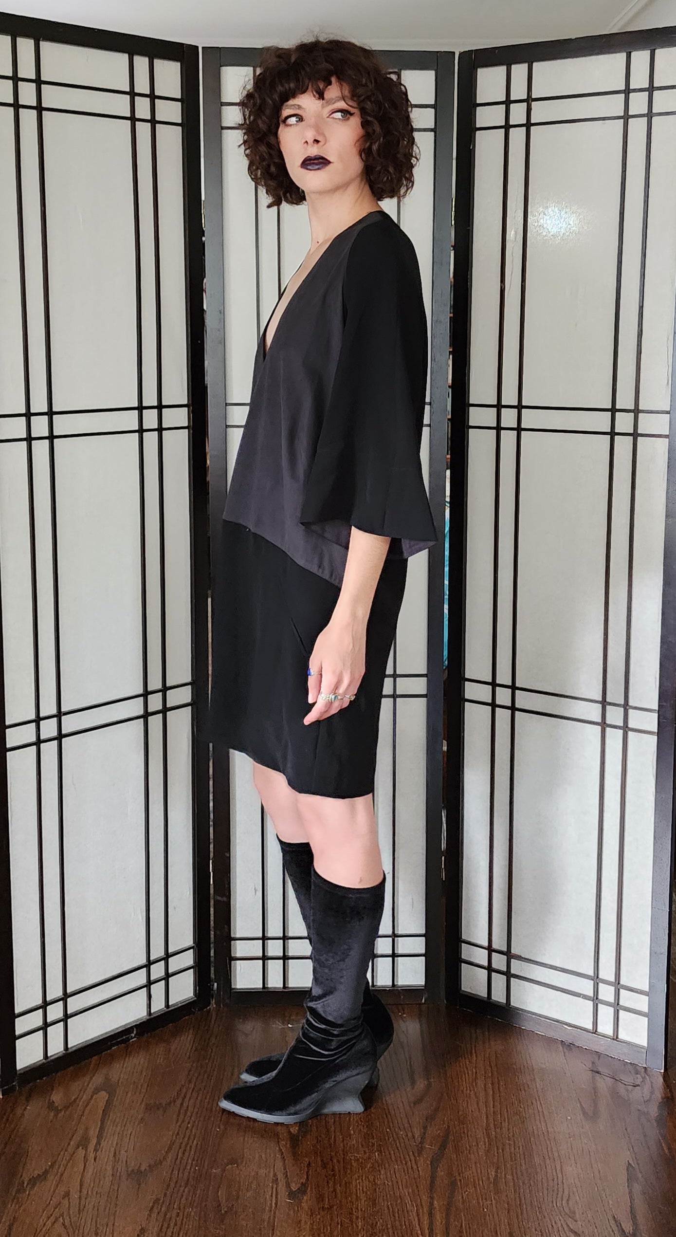 Derek Lam Dress Black & Gray Faux Suede / NWT / M