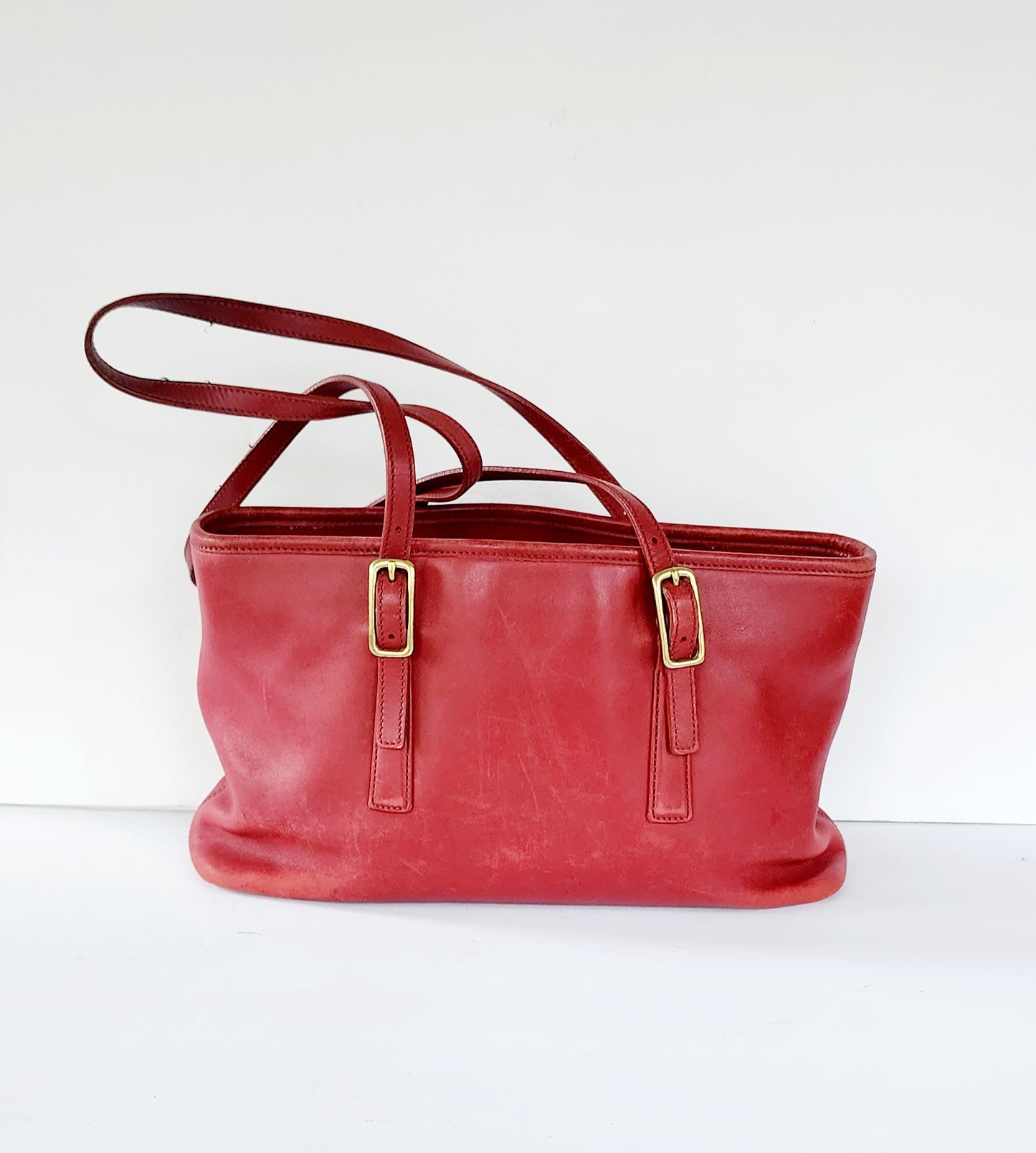 90s Red Leather Coach Bag Legacy Satchel #9813