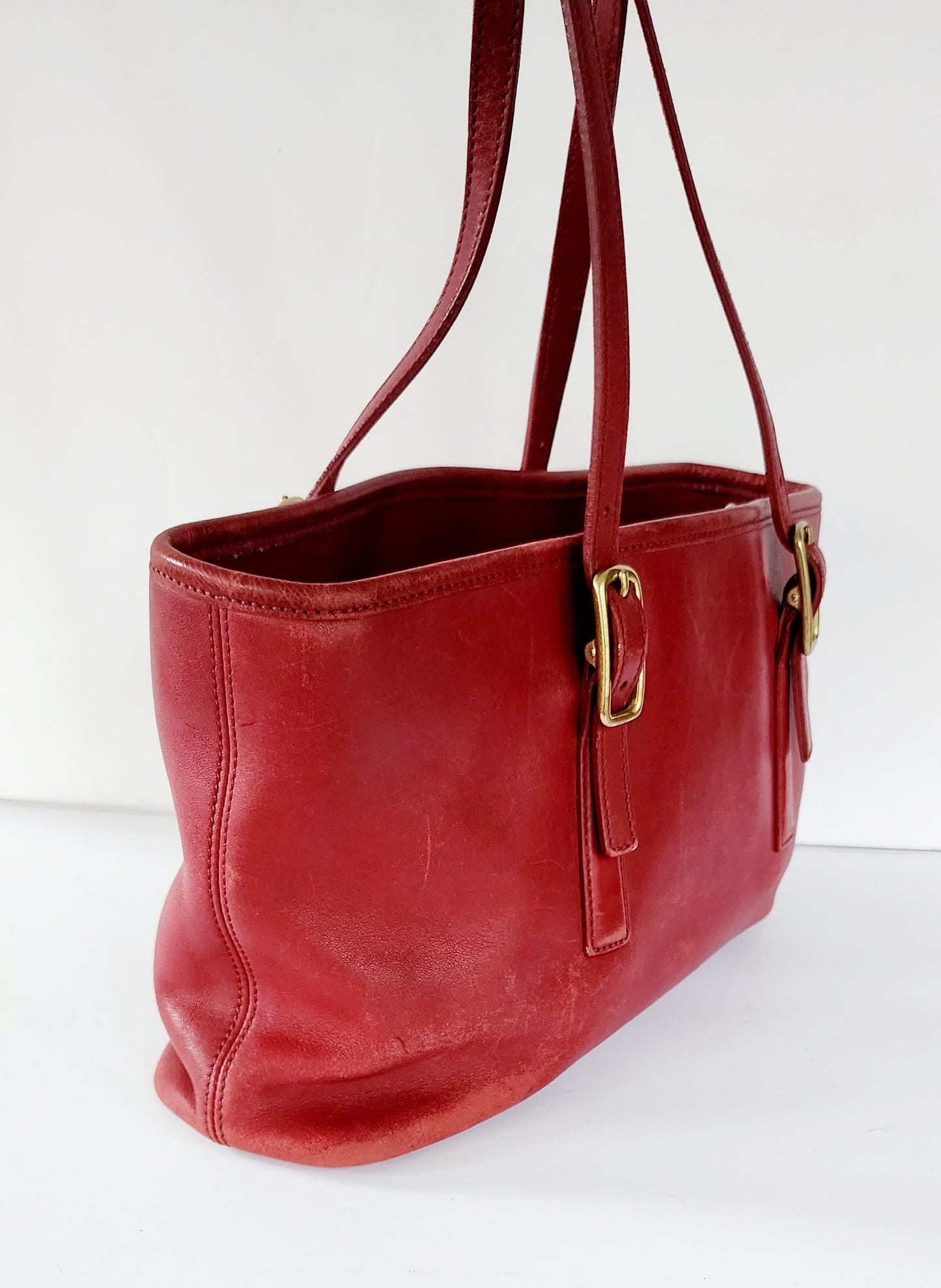 90s Red Leather Coach Bag Legacy Satchel #9813
