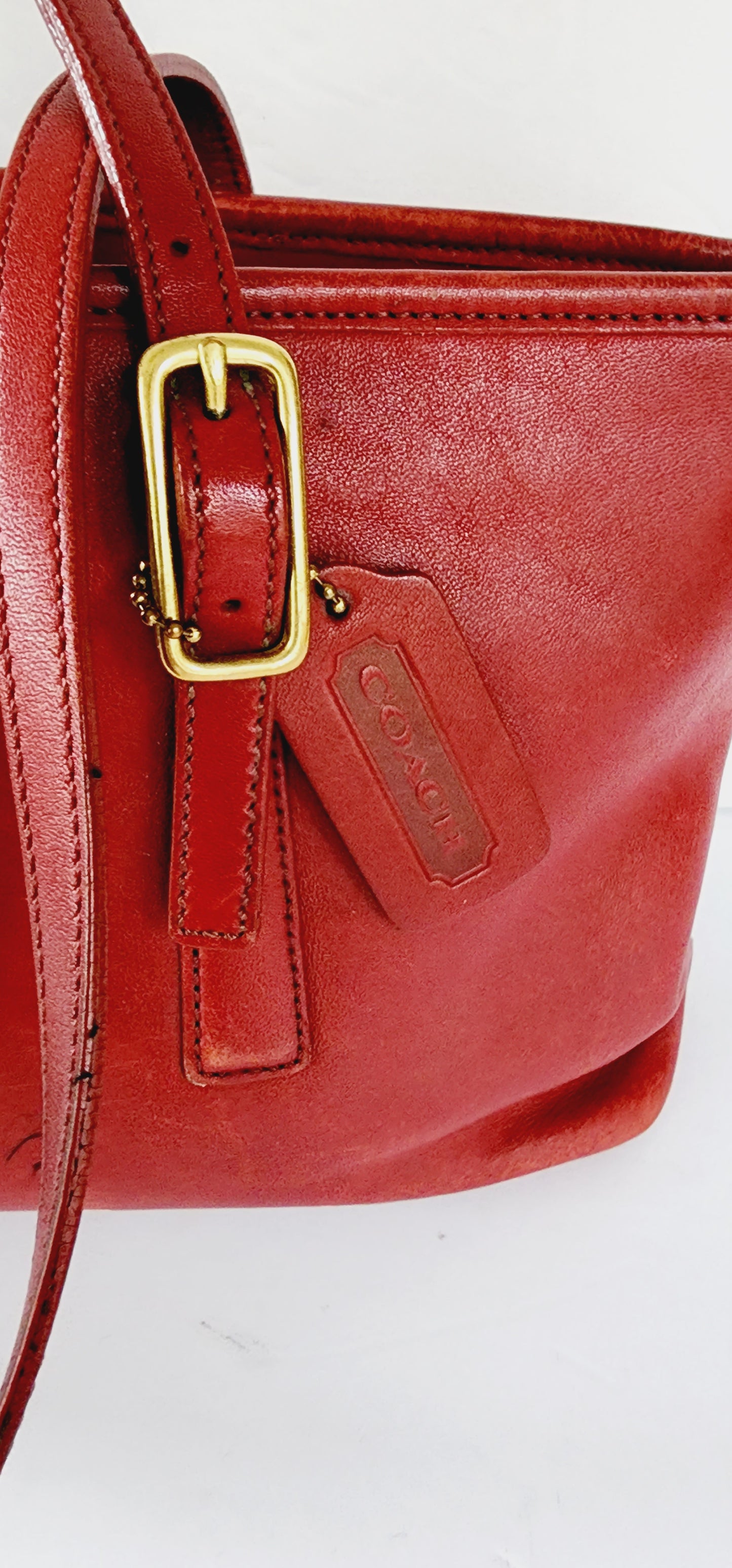 90s Red Leather Coach Bag Legacy Satchel #9813