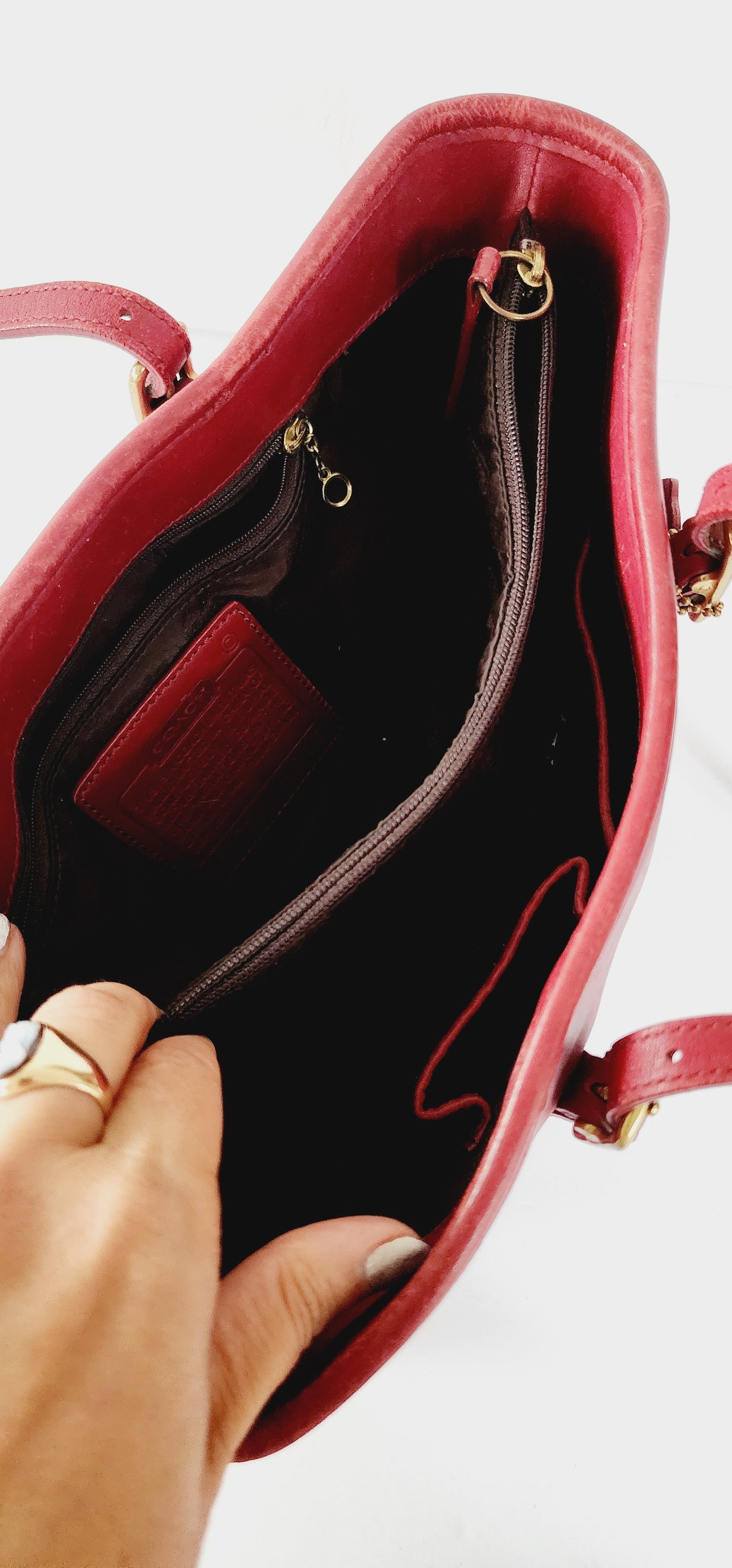 90s Red Leather Coach Bag Legacy Satchel #9813