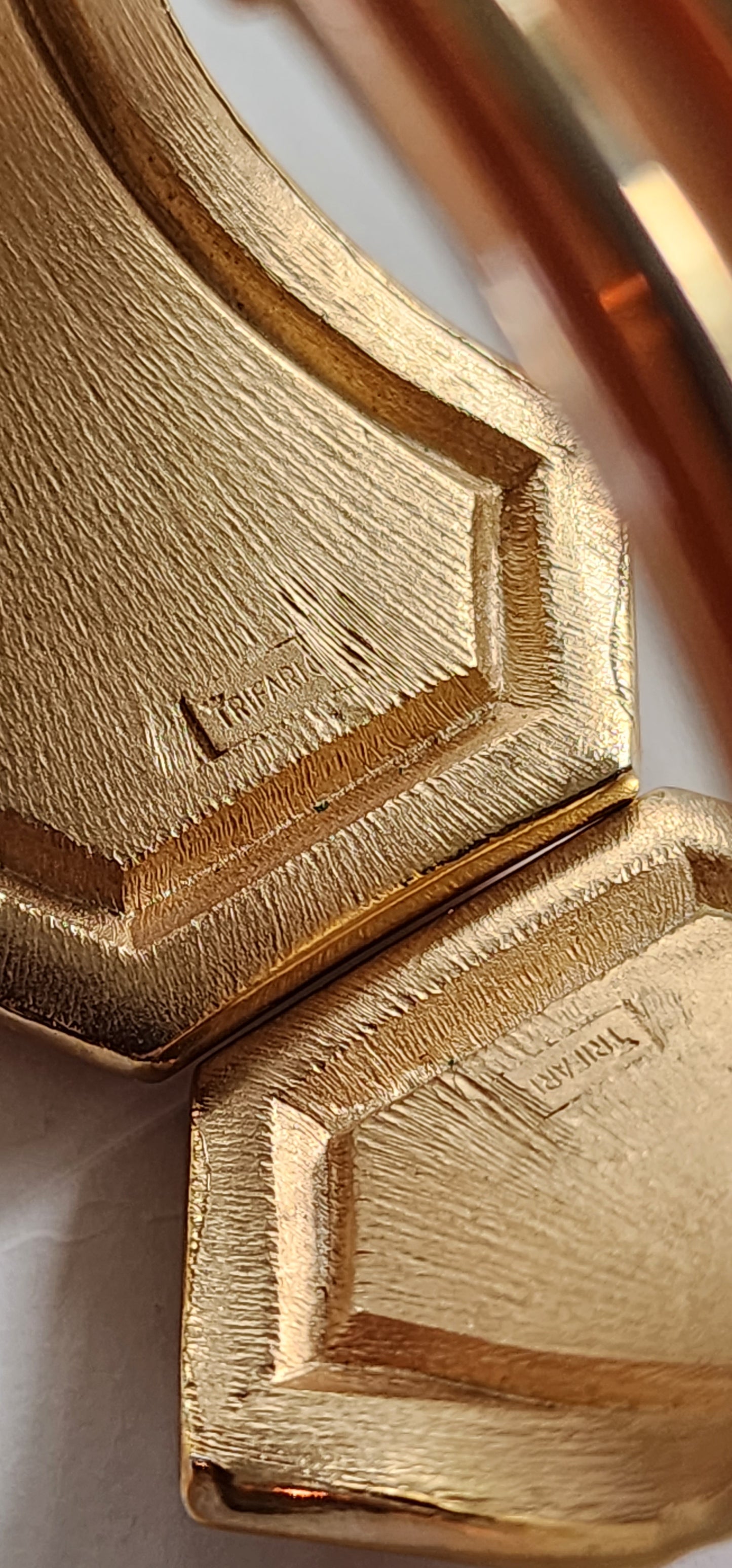 60s Trifari Cuff Bracelet Orange Enamel