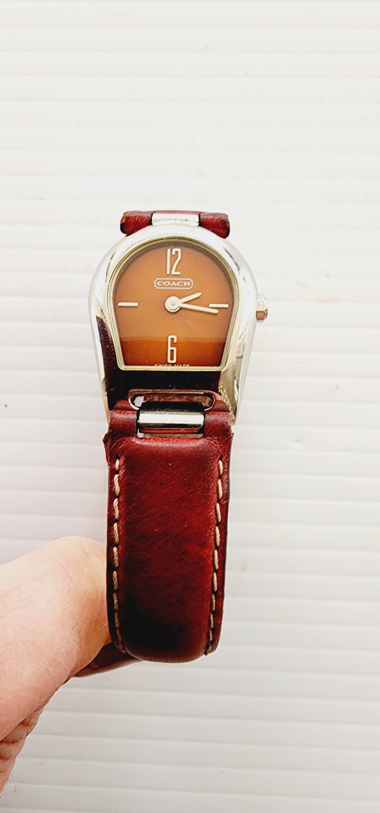 COACH Ladies Watch Horseshoe Shape Burgundy Red Strap