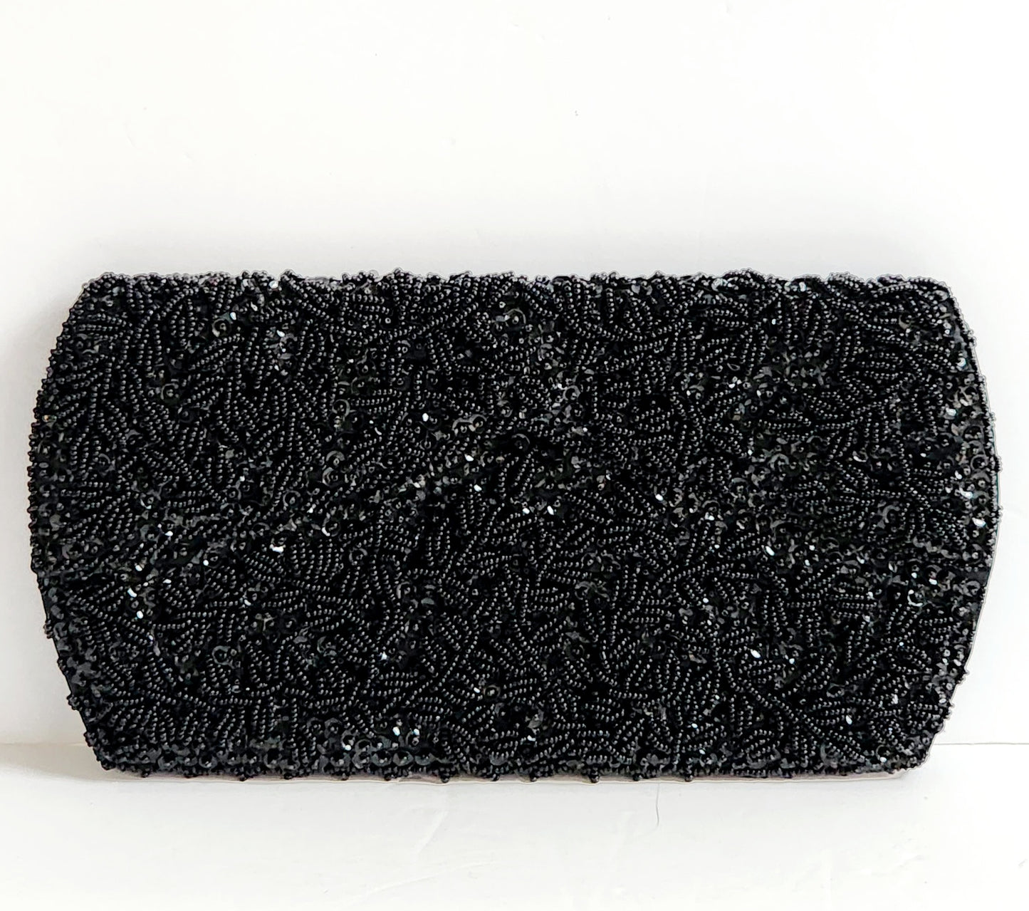 50s Black Beaded Clutch Bag La Regale