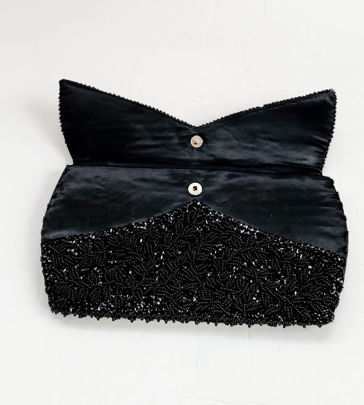 50s Black Beaded Clutch Bag La Regale