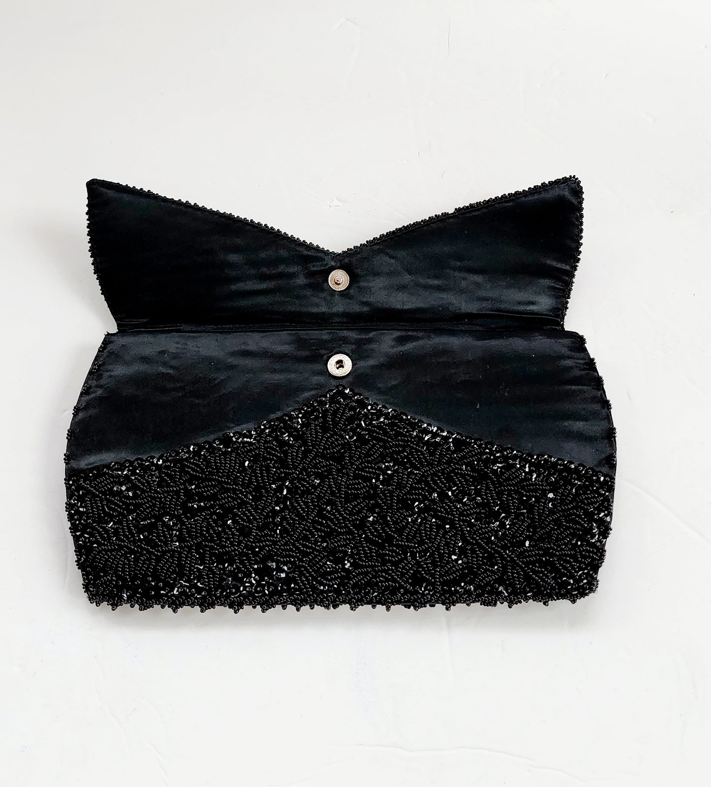 50s Black Beaded Clutch Bag La Regale