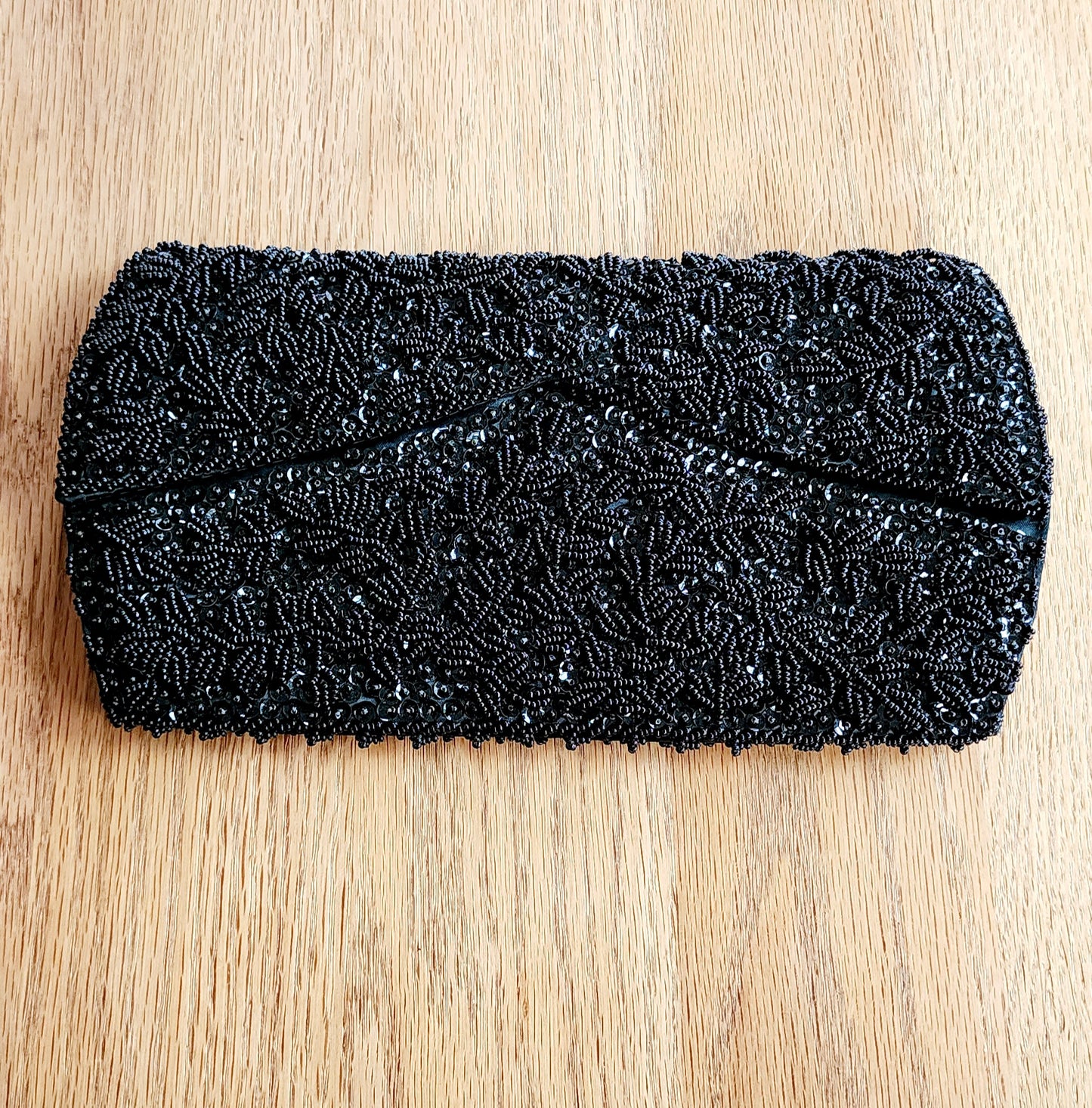 50s Black Beaded Clutch Bag La Regale