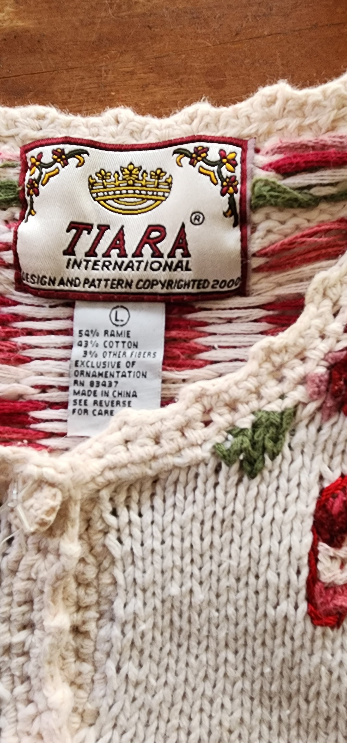 Y2K Christmas Sweater Cream Cardigan Candy Canes Tiara