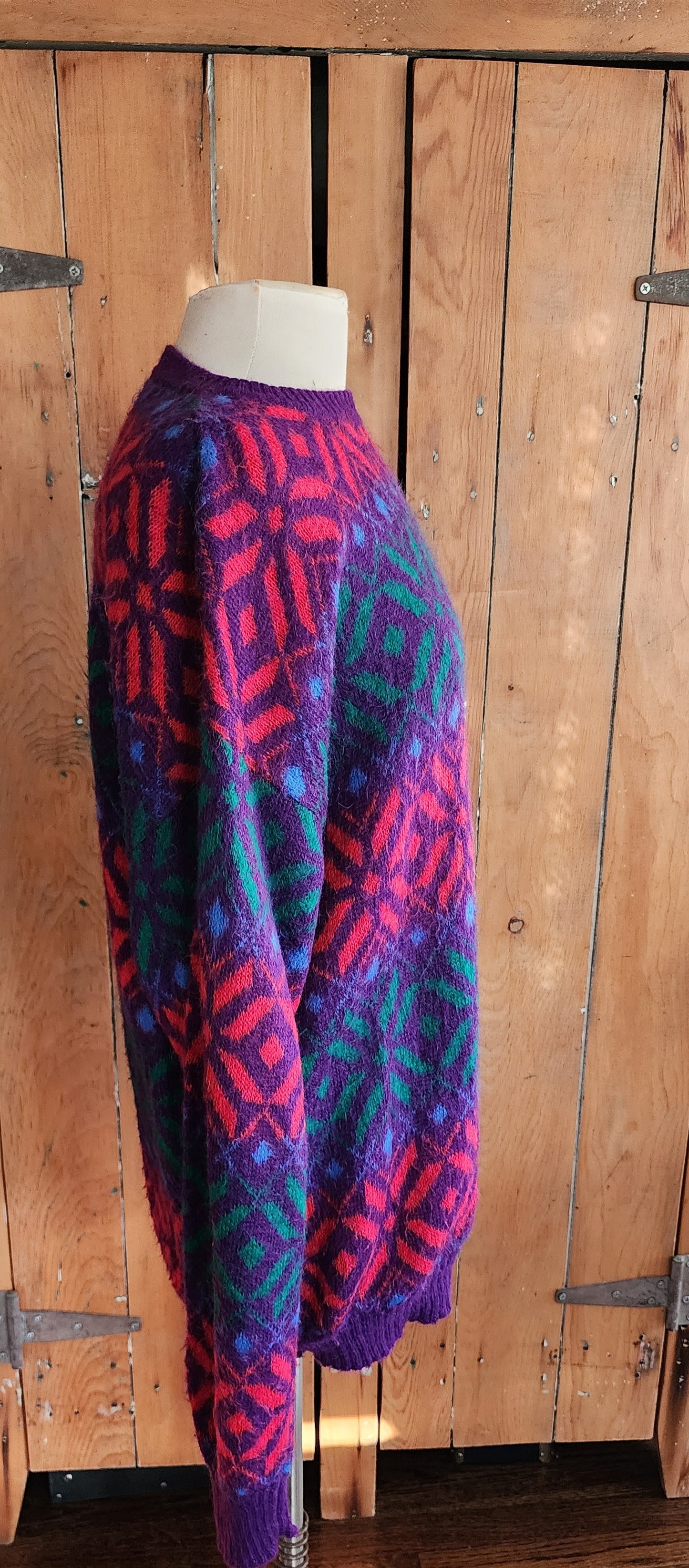 80s Benetton Sweater Colorful Wool Snowflake Pattern