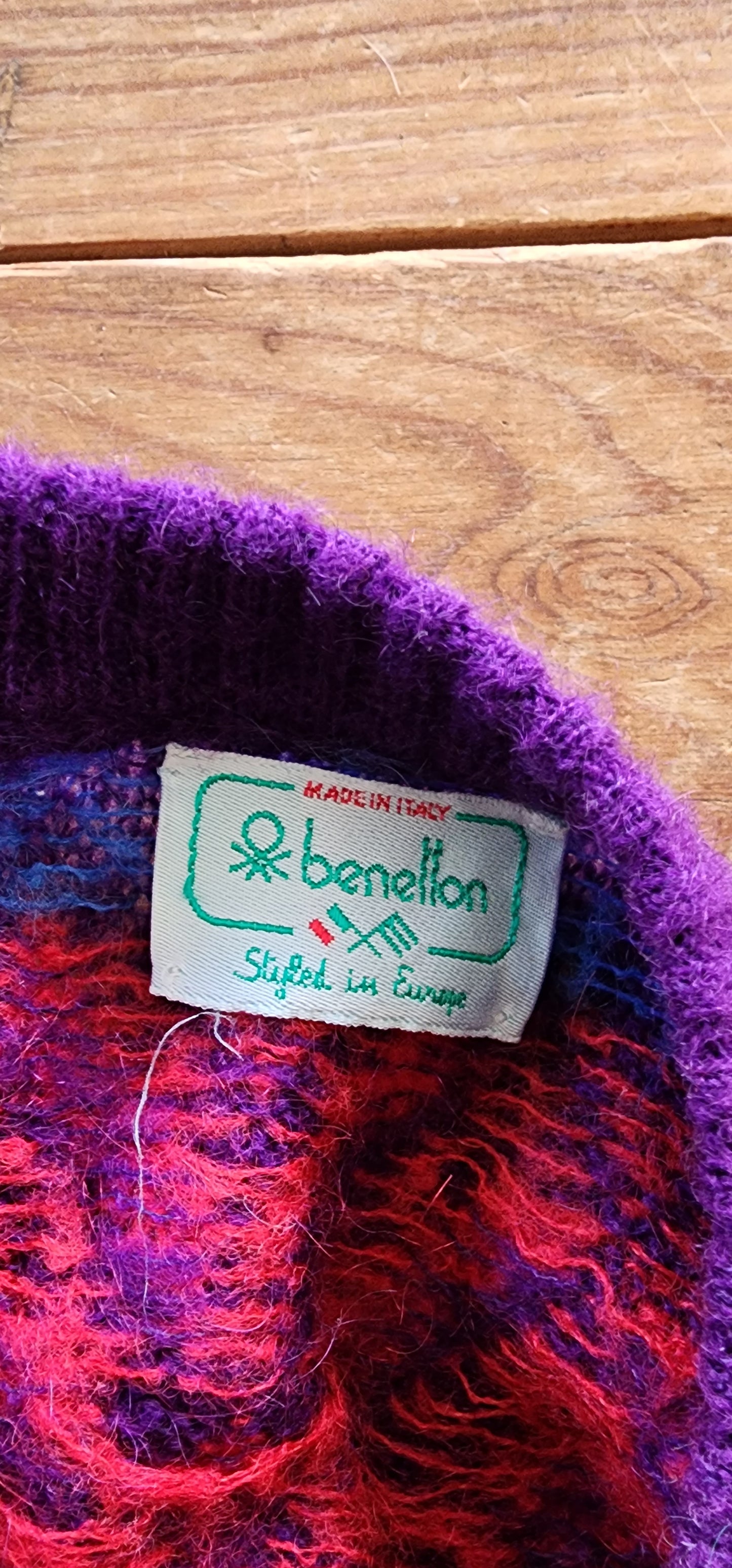 80s Benetton Sweater Colorful Wool Snowflake Pattern