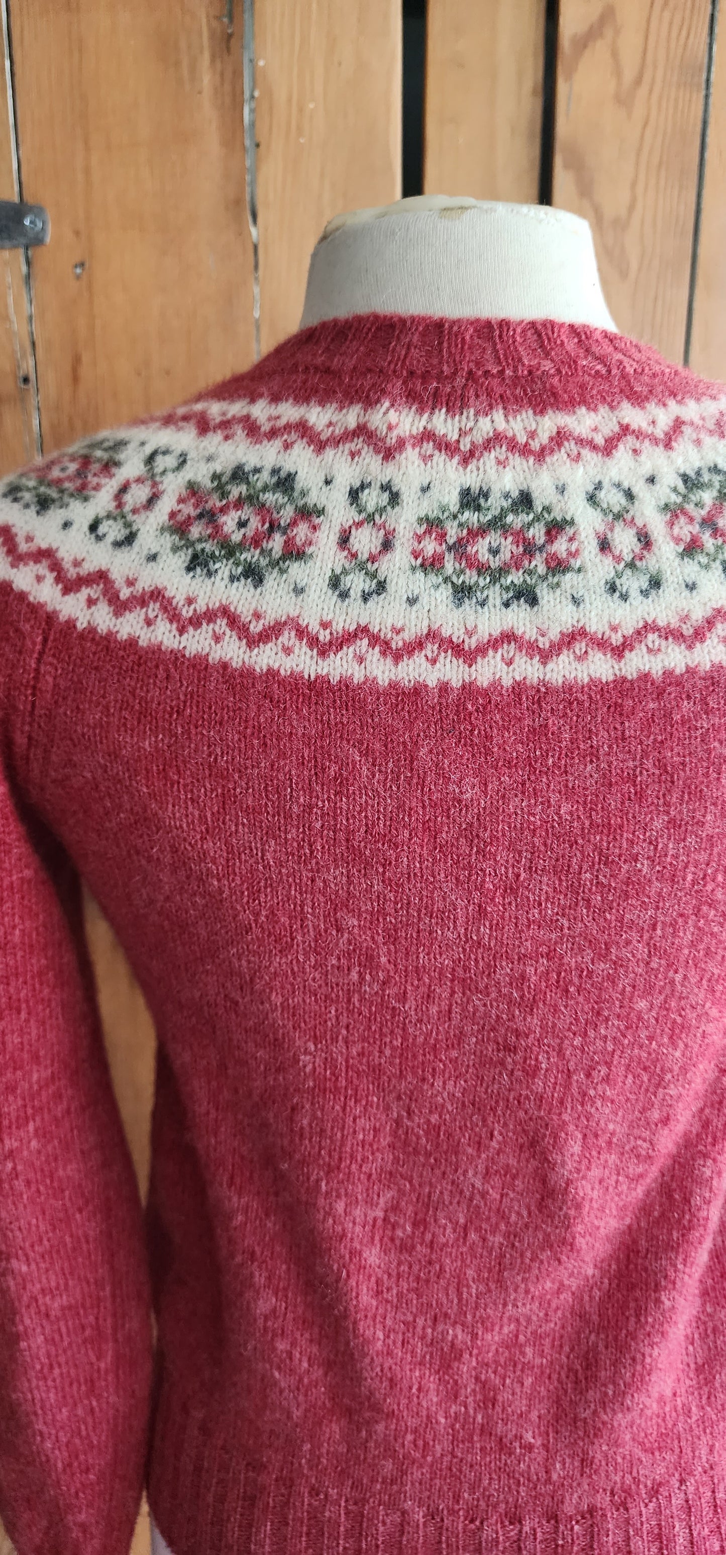 80s Burberrys Sweater Fair Isle Pink Wool