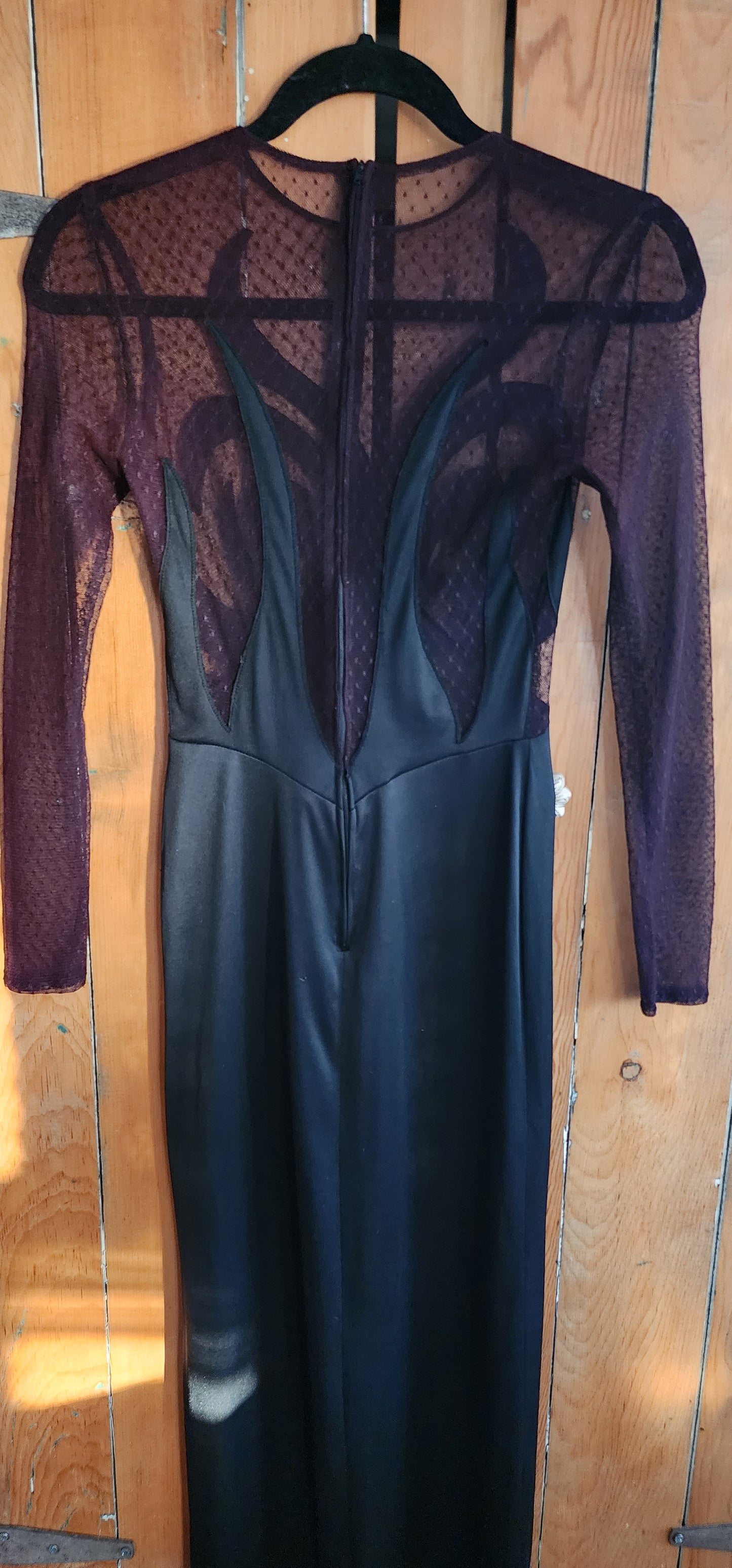 90s Black Dress Fredericks of Hollywood Sheer Spiral Top