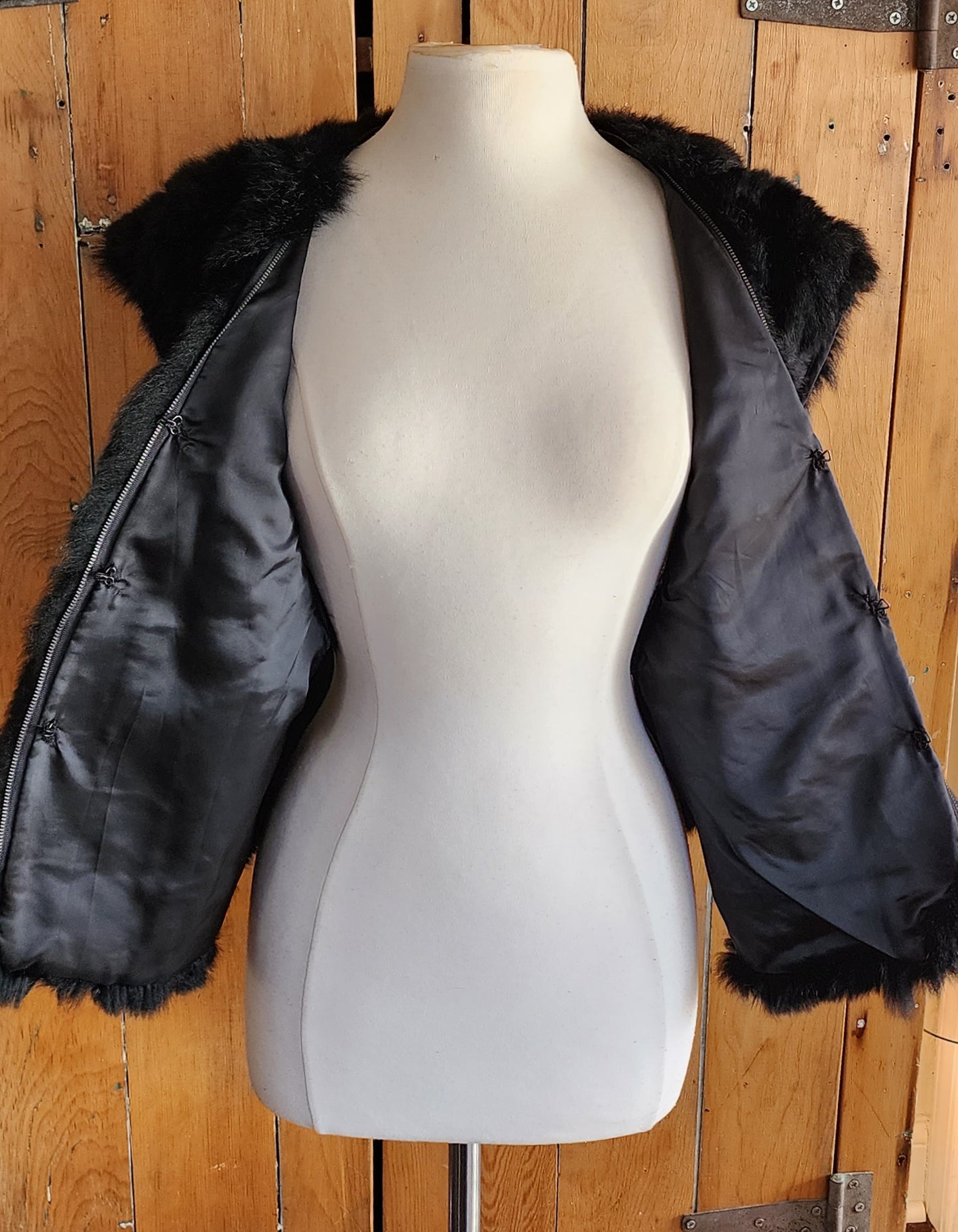 90s Black Rabbit Fur Vest Mens Tibor Leathers