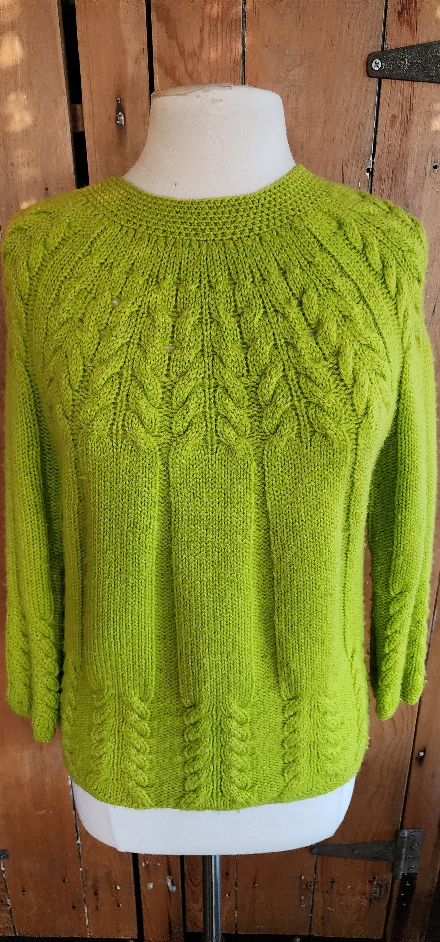 60s Lime Green Sweater Handknit by LeRoy Virgin Wool
